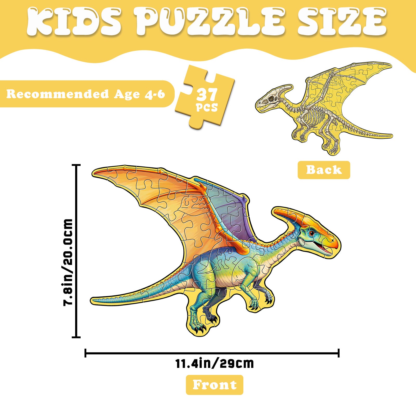 Double-sided Pterosaur Wooden Jigsaw Puzzle for Kids