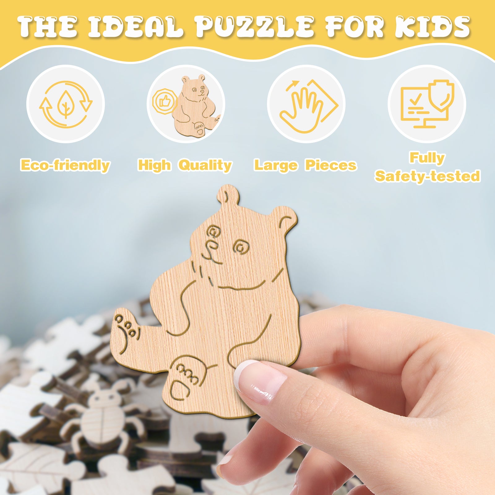 Fairy Bear Forest Wood Jigsaw Puzzle Early Development Gift - Aeekdook
