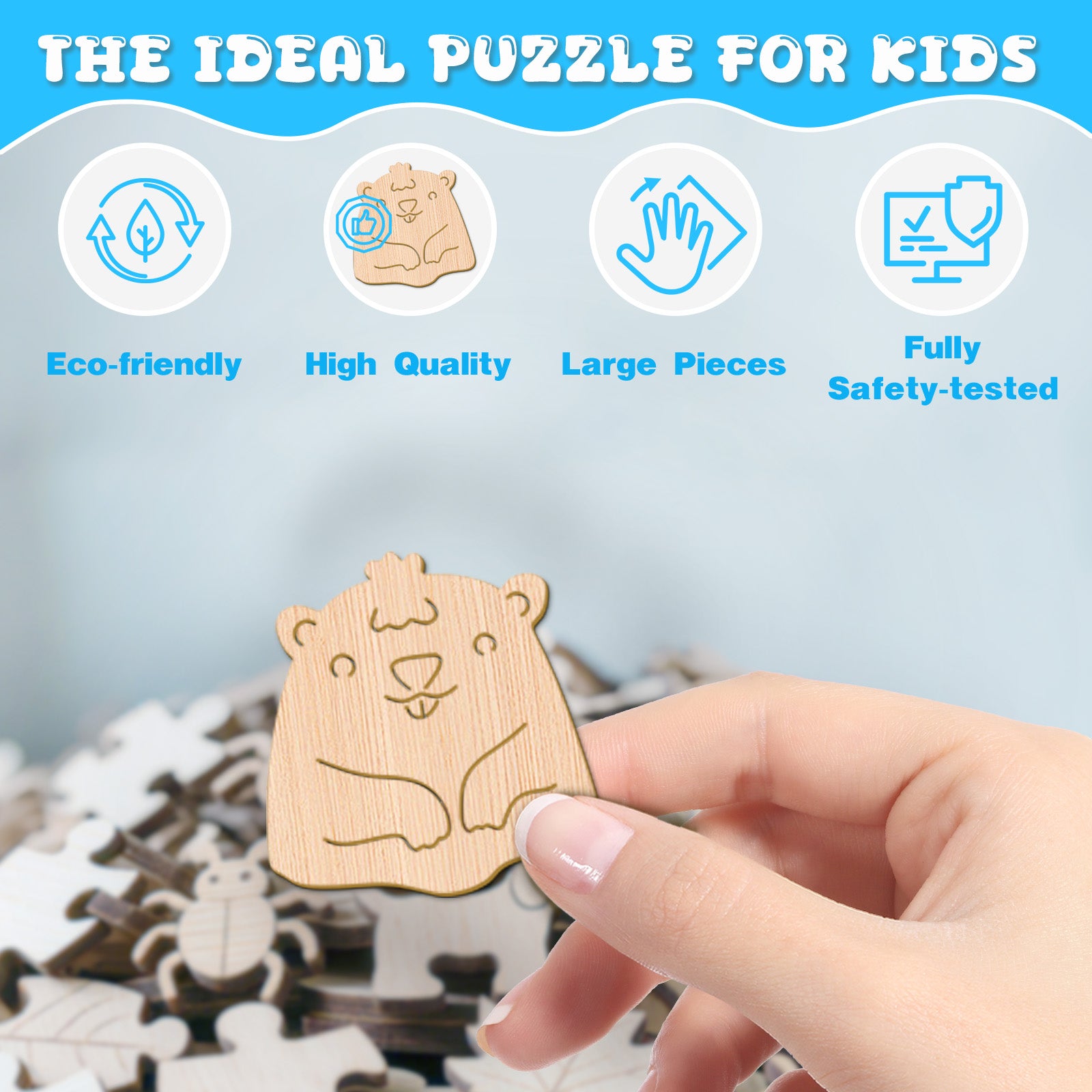 Cute Beavers 50 Pieces Kids Wood Puzzle