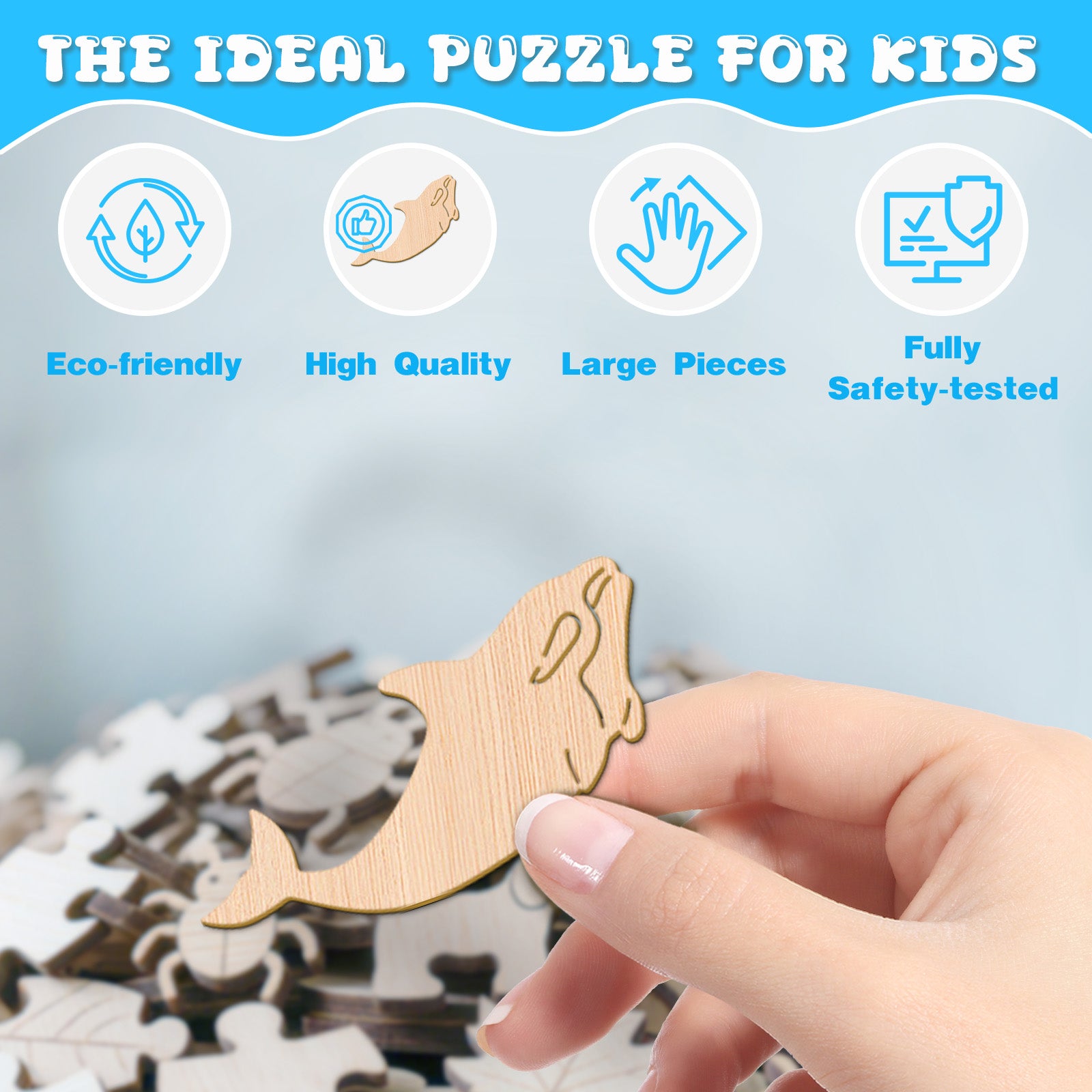 Sea Animals Wooden Jigsaw Puzzle for Kids - Aeekdook