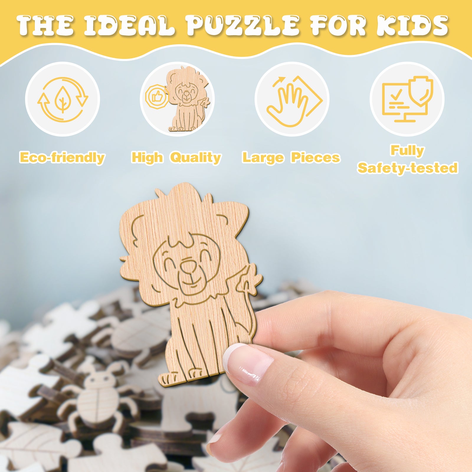 Rainbow Lion 50 Pieces Wooden Puzzles for Kids Ages 4-6 - Aeekdook