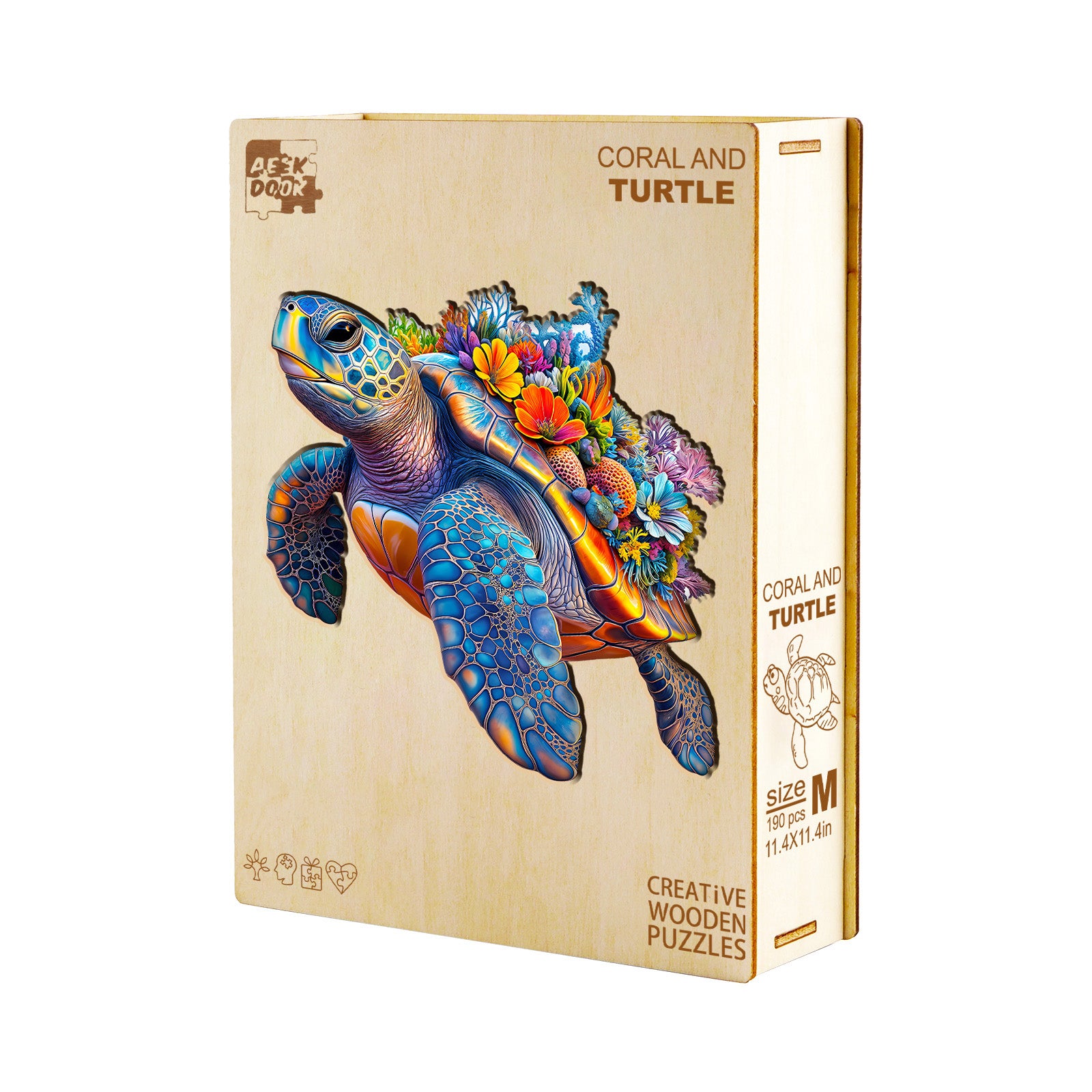 Coraland Turtle Unique Shape Wood Puzzle Ocean Art - Aeekdook