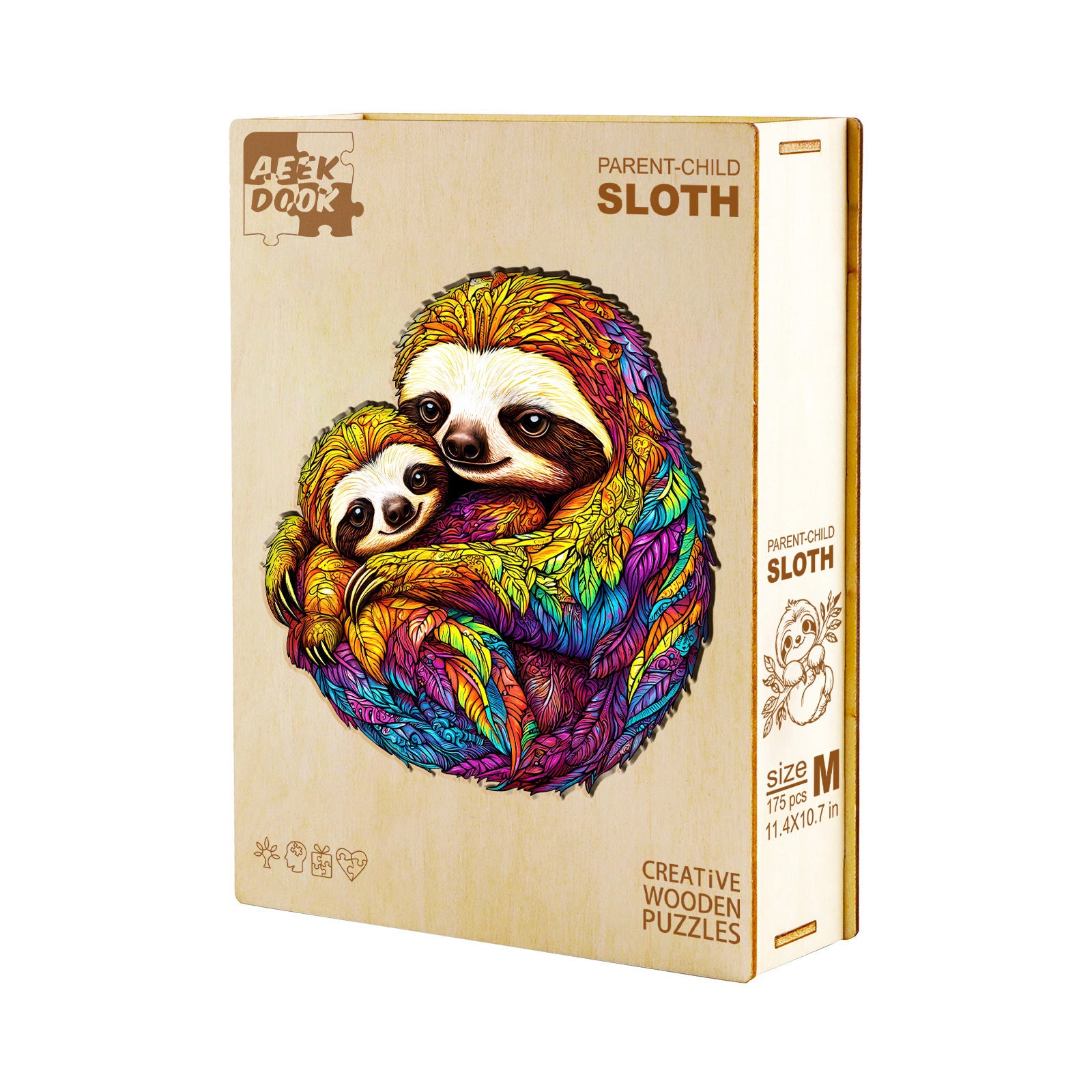 Parent Child Sloth Wood Puzzle Cute Family Gift - Aeekdook