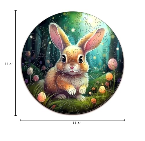 Cute Bunny 50 Piece Wood Puzzle for Kids Ages 4-8 - Aeekdook
