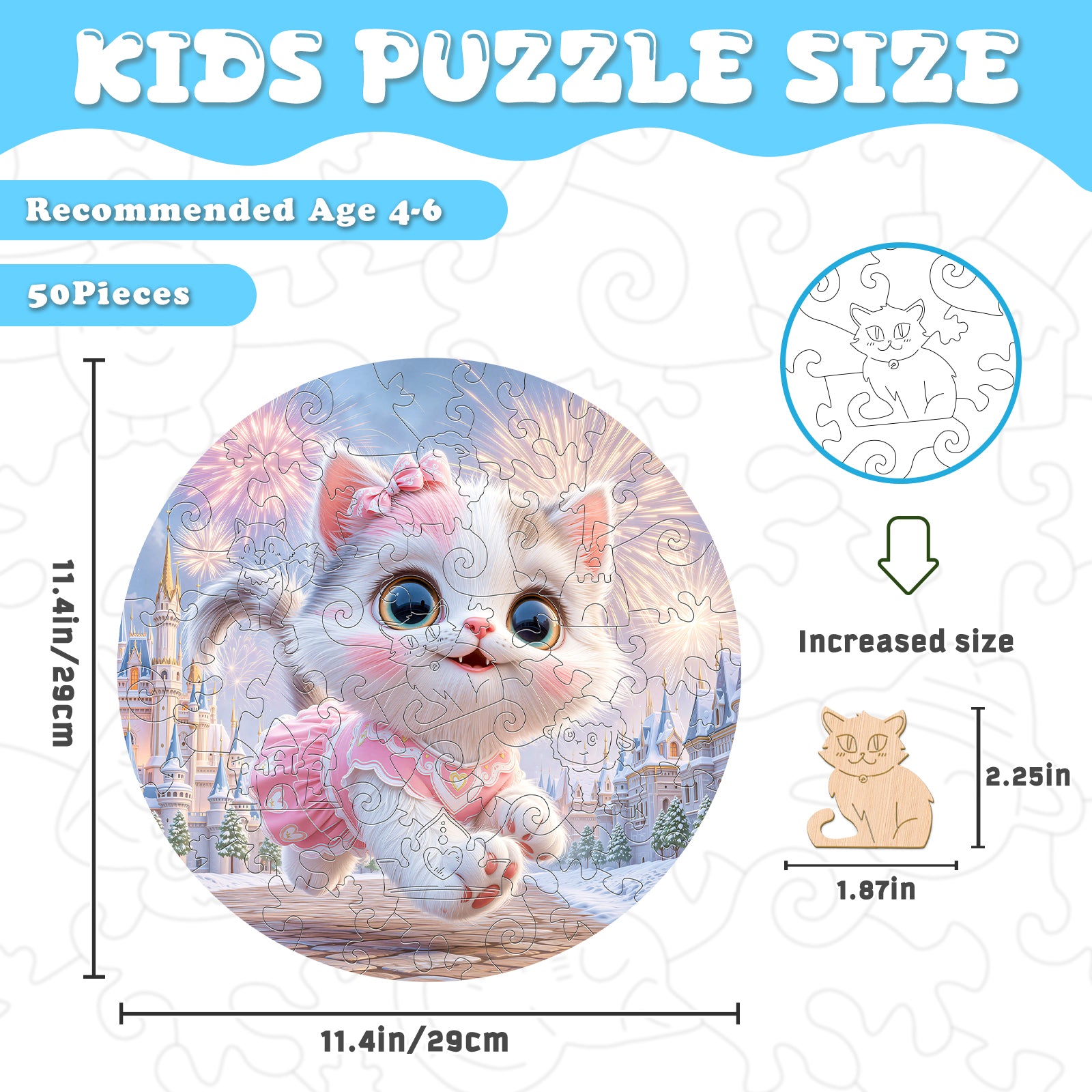 Fairy Cat Fantasy Wooden Jigsaw Puzzle for Children - Aeekdook