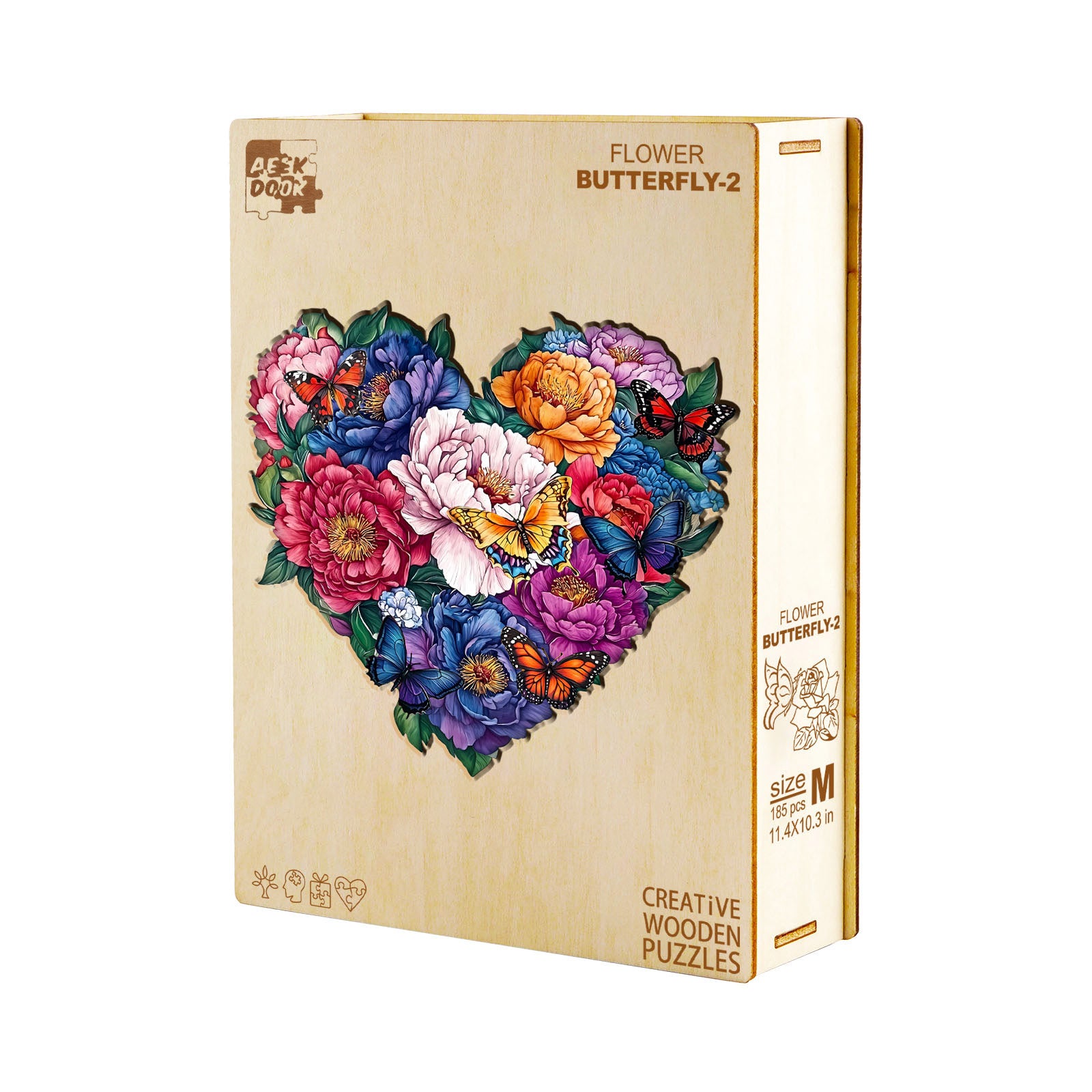 Flower Butterfly Wood Puzzle Garden Nature Art - Aeekdook