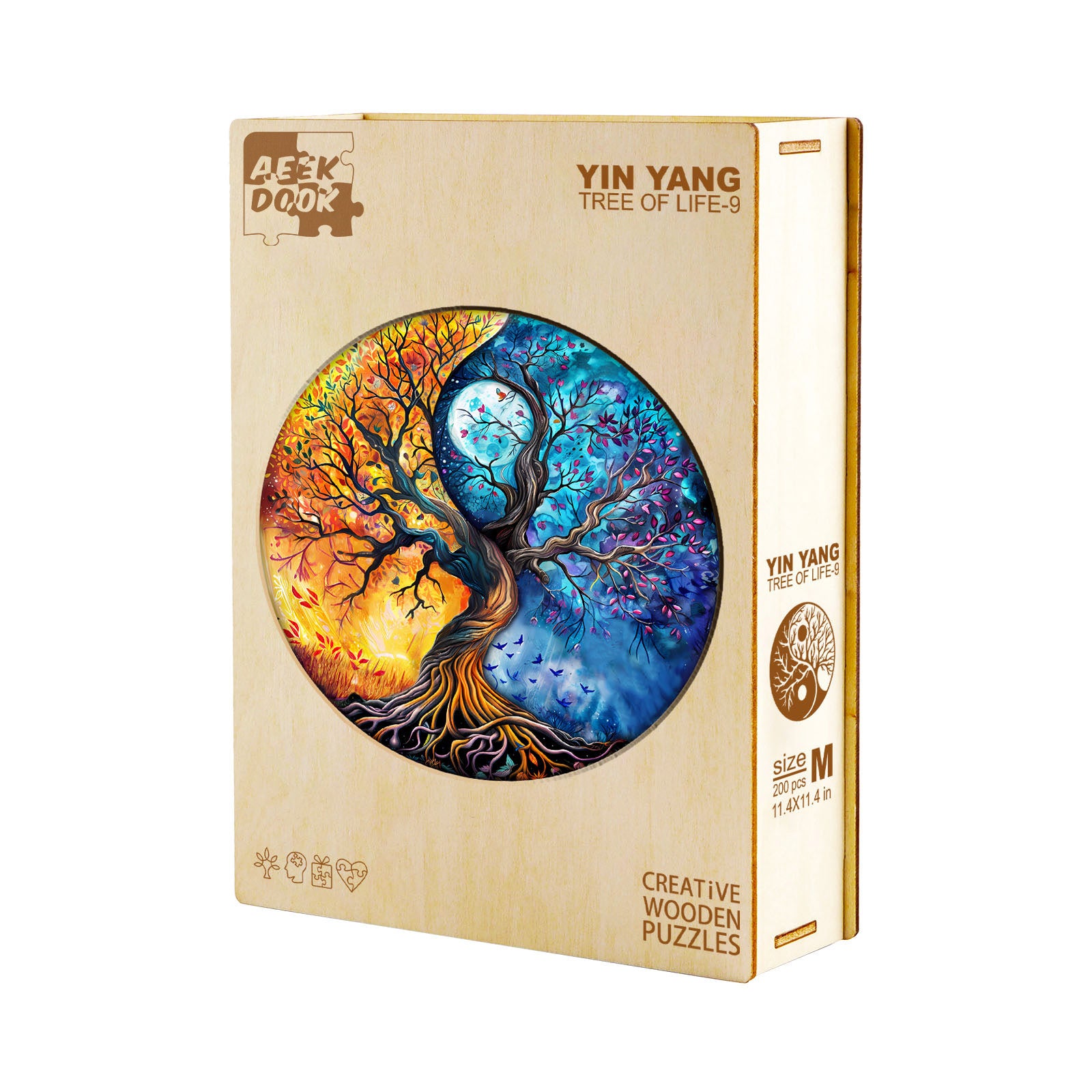 Yin Yang Tree of Life Wood Puzzle Zen Harmony Art - Aeekdook