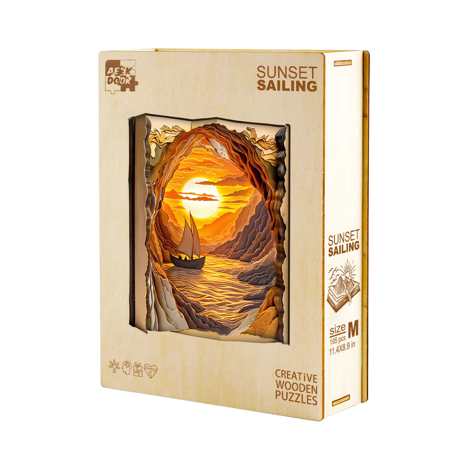 Sunset Sailing Wood Puzzle Nautical Ocean Artwork - Aeekdook