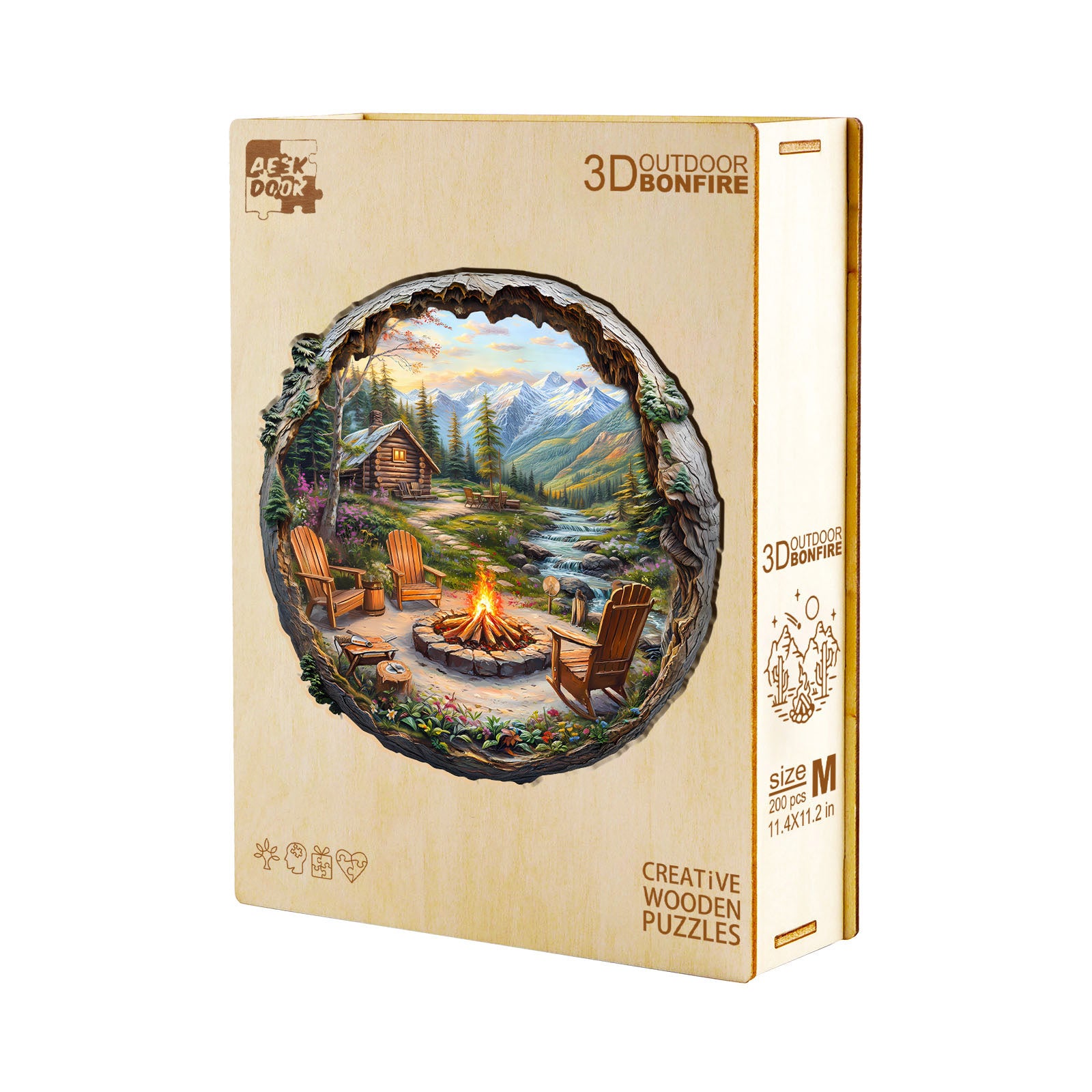 Outdoor Bonfire Wood Puzzle Camping & Nature Art - Aeekdook