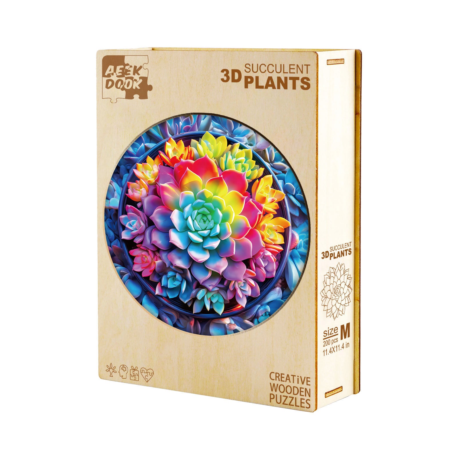 Succulent Plants Wood Puzzle Desert Nature Decor - Aeekdook