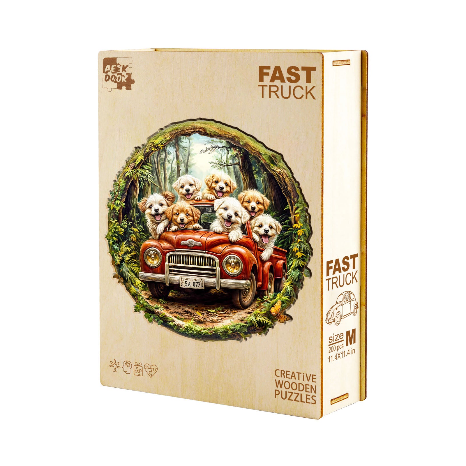 Fast Truck Wood Puzzle Vehicle Brain Teaser for Boys - Aeekdook