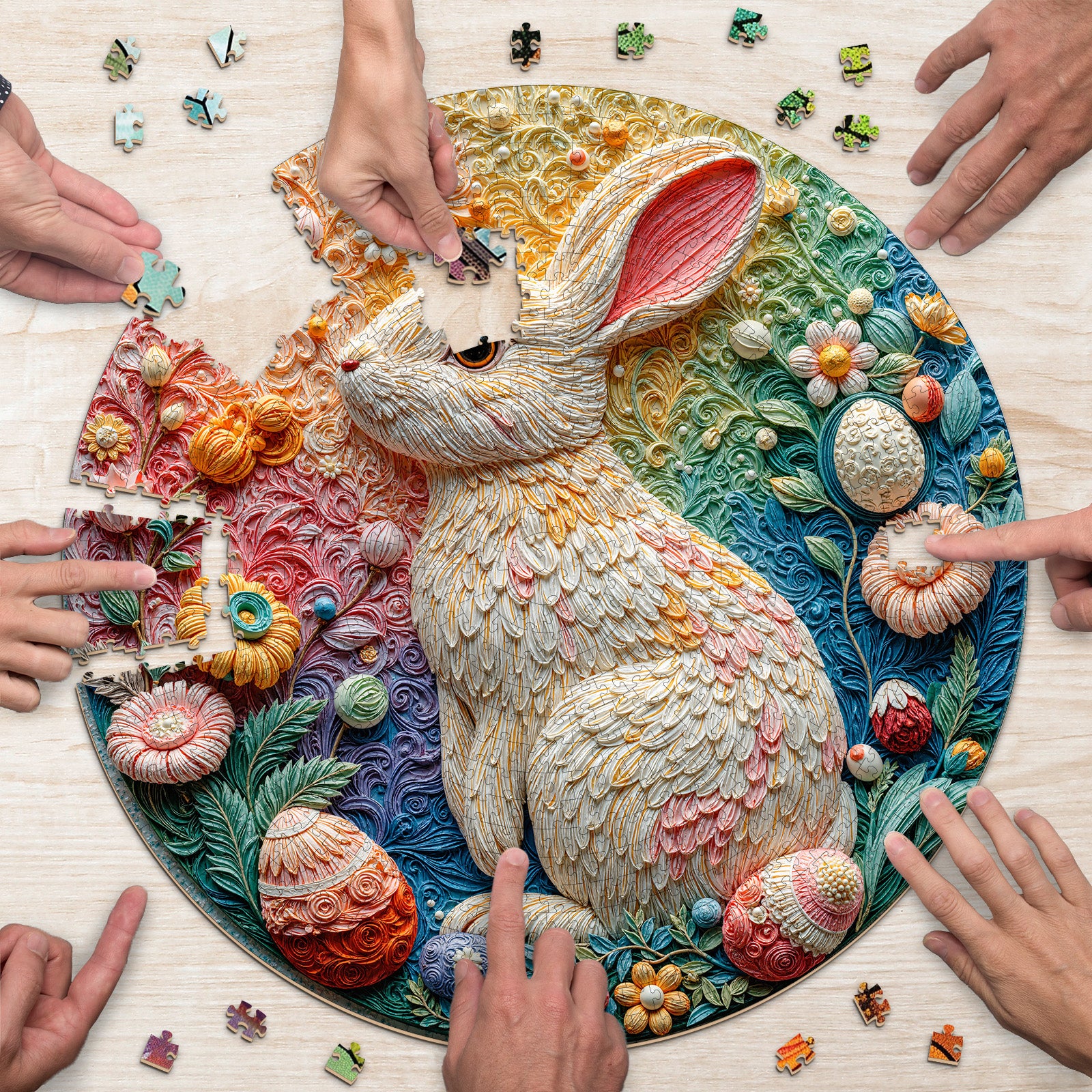 Embroidery Rabbit 1000 Piece Jigsaw Puzzles