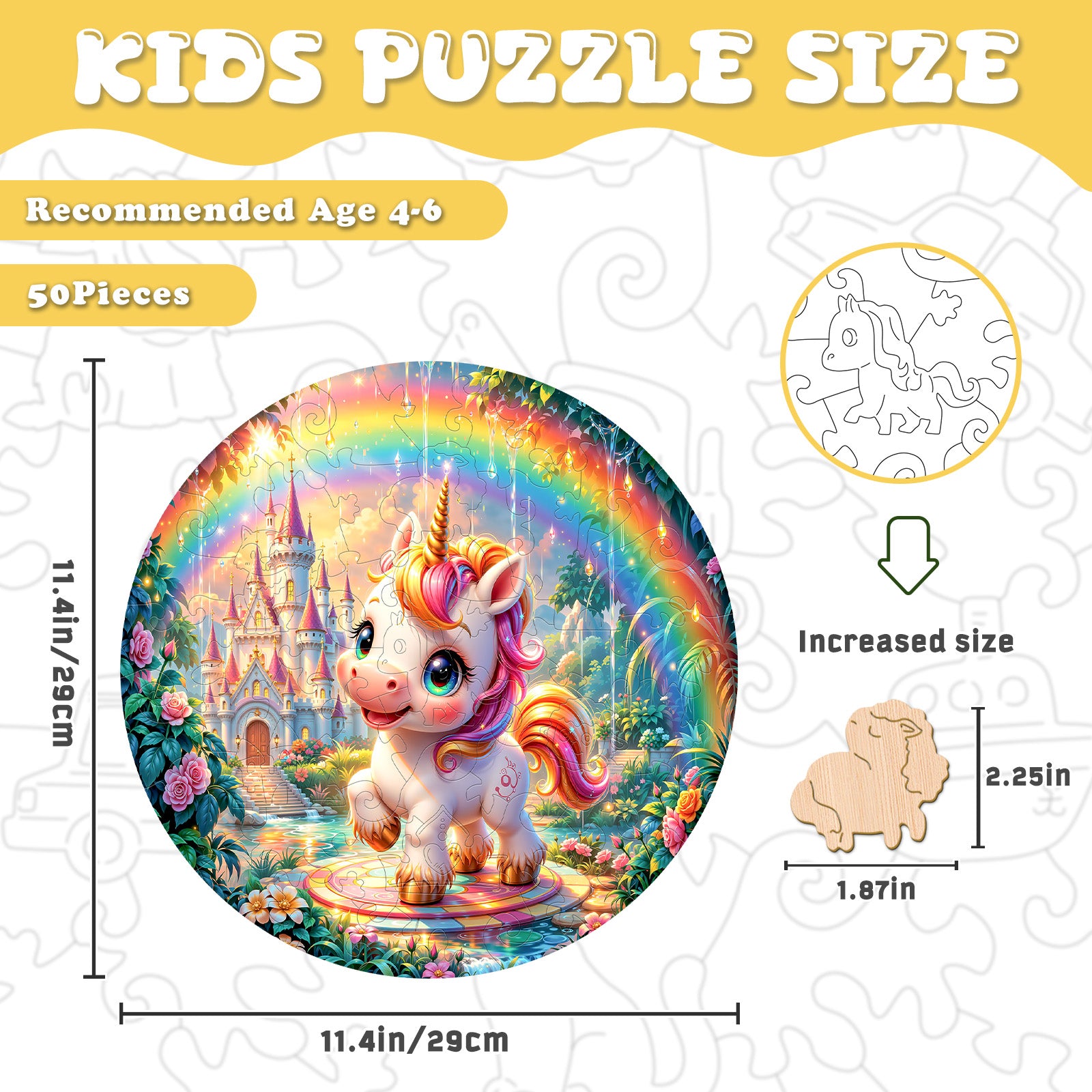 Fairy Unicorn 50 Piece Wood Puzzle for Kids Ages 4-8