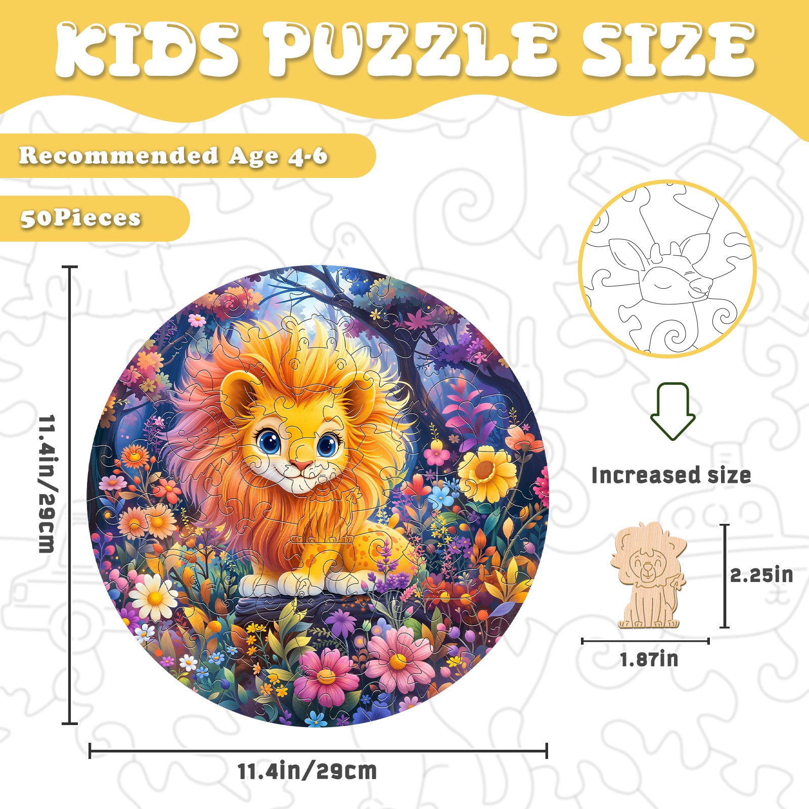 Rainbow Lion 50 Pieces Wooden Puzzles for Kids Ages 4-6 - Aeekdook