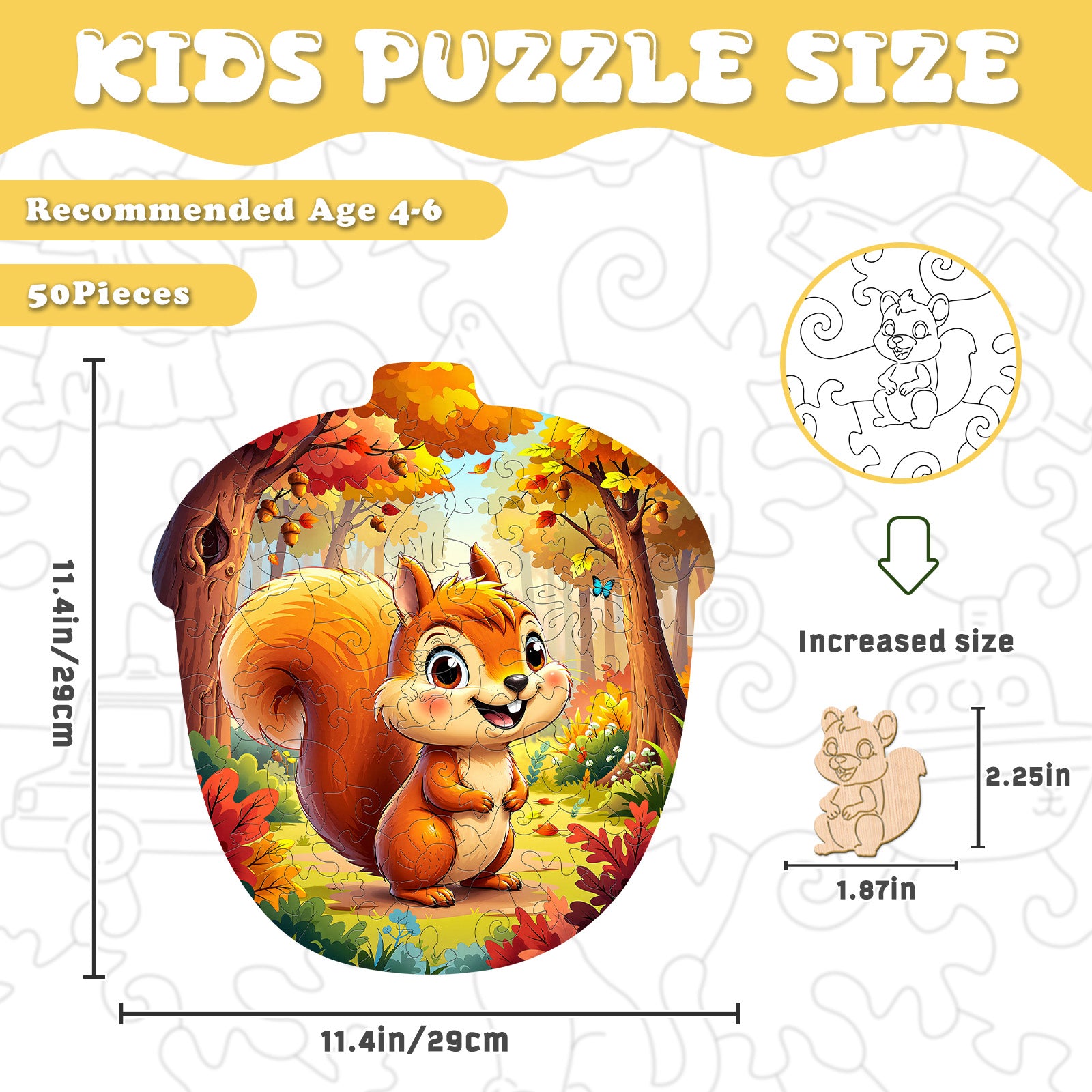 Cute Squirrel Autumn Wooden Toy for Kids - Aeekdook