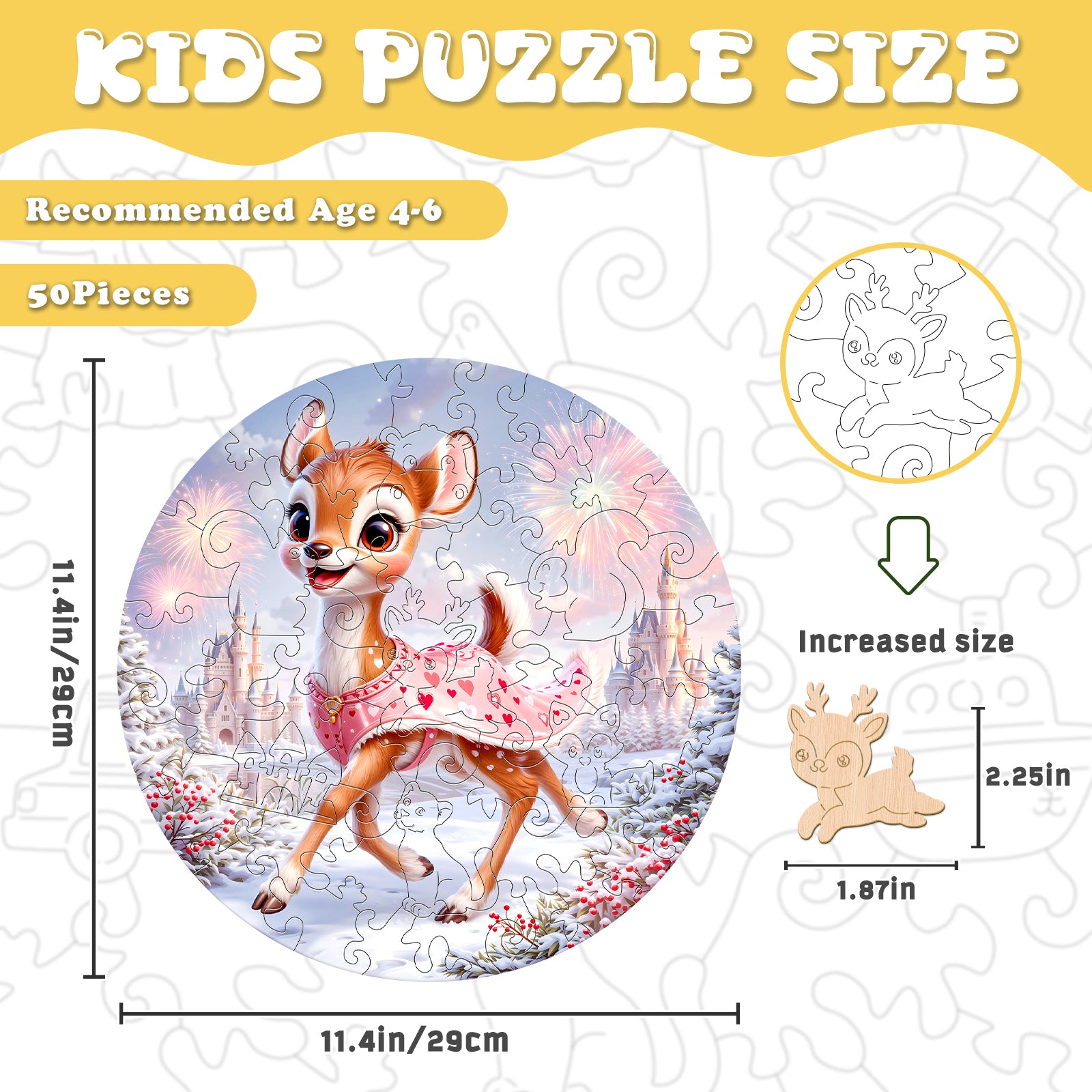 Fairy Deer Woodland Wood Jigsaw Puzzle for Children - Aeekdook