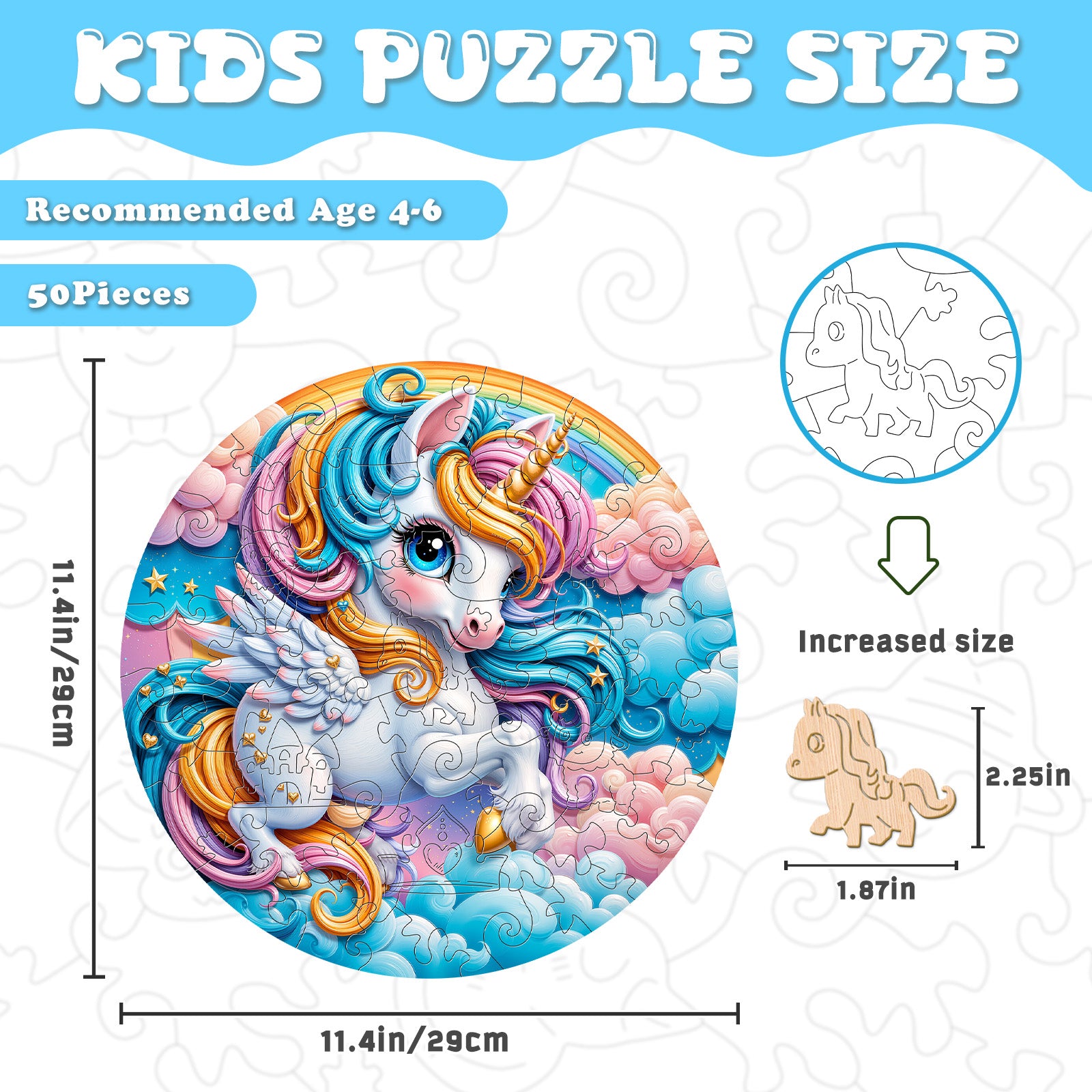 Celestial Unicorn Galaxy Wooden Puzzle for Kids - Aeekdook