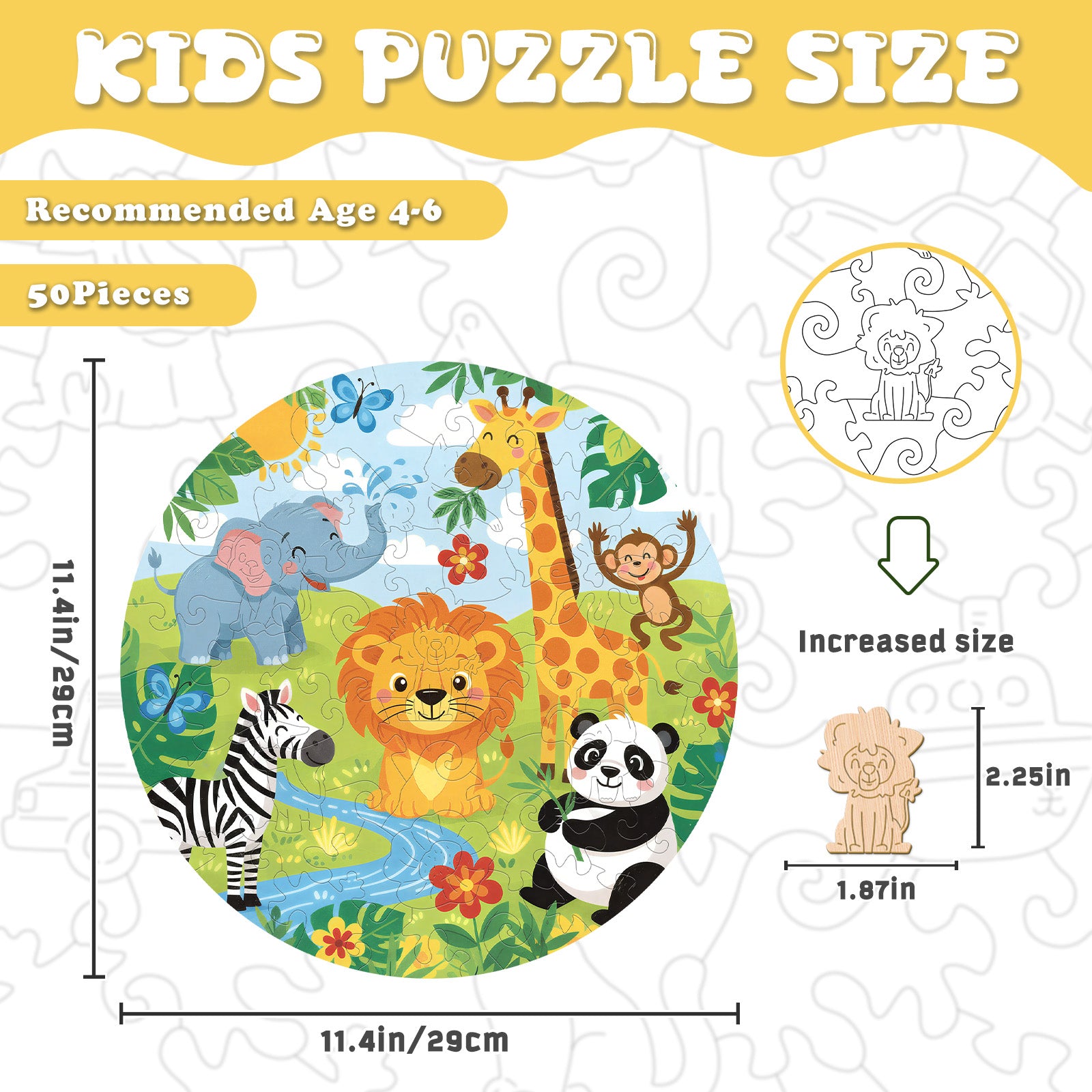 Animals Party Wooden Puzzle Interactive Celebration Jigsaw Toy - Aeekdook