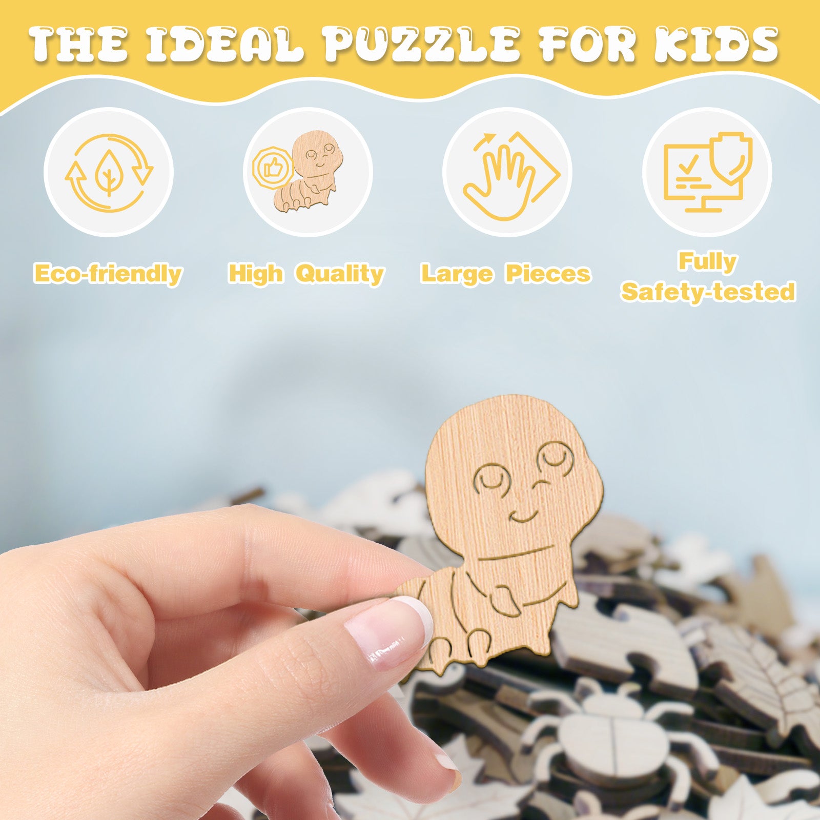 Butterfly and Caterpillar Wood Puzzle Toy for Kids