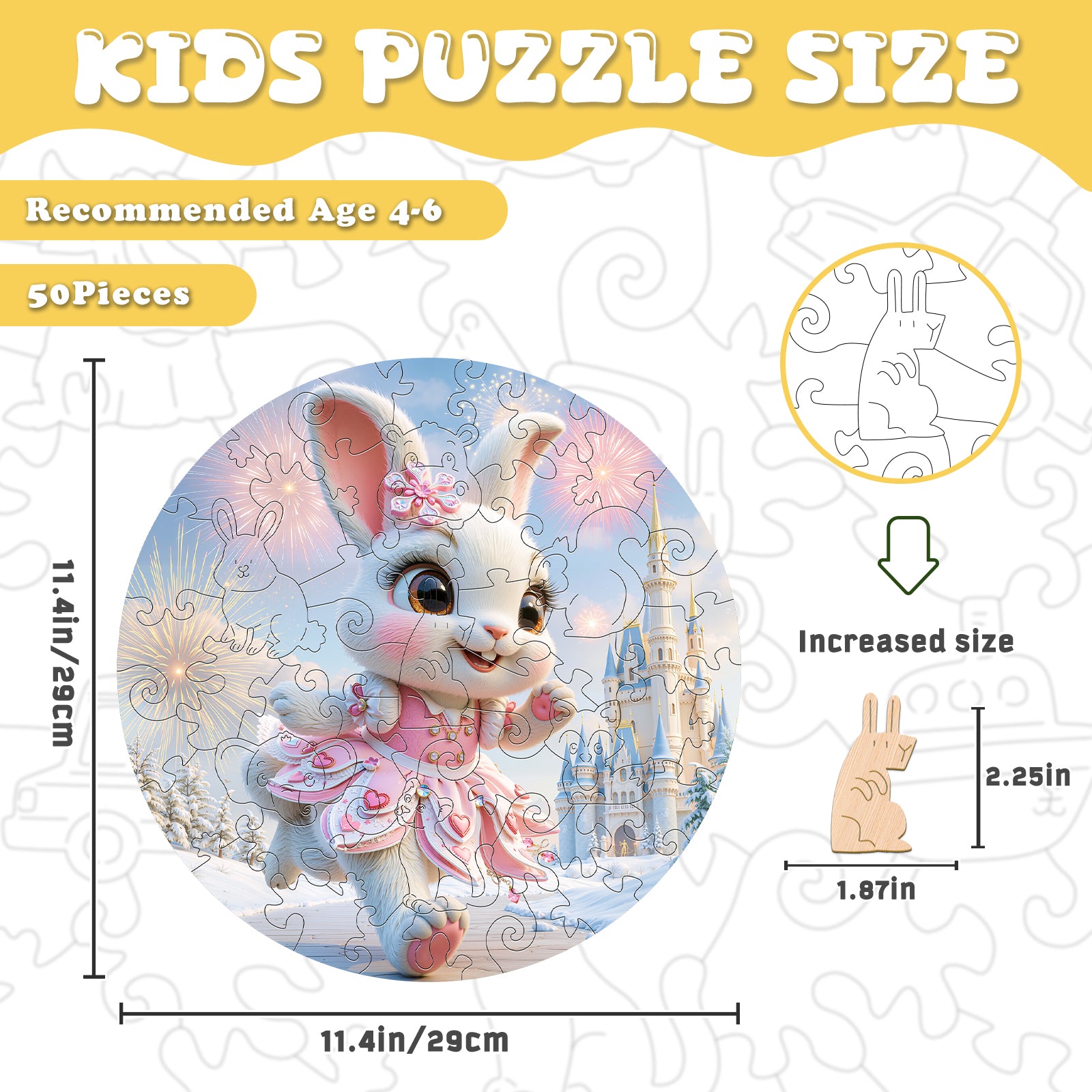 Fairy Rabbit Wood Puzzle Whimsical Montessori Learning Toy - Aeekdook
