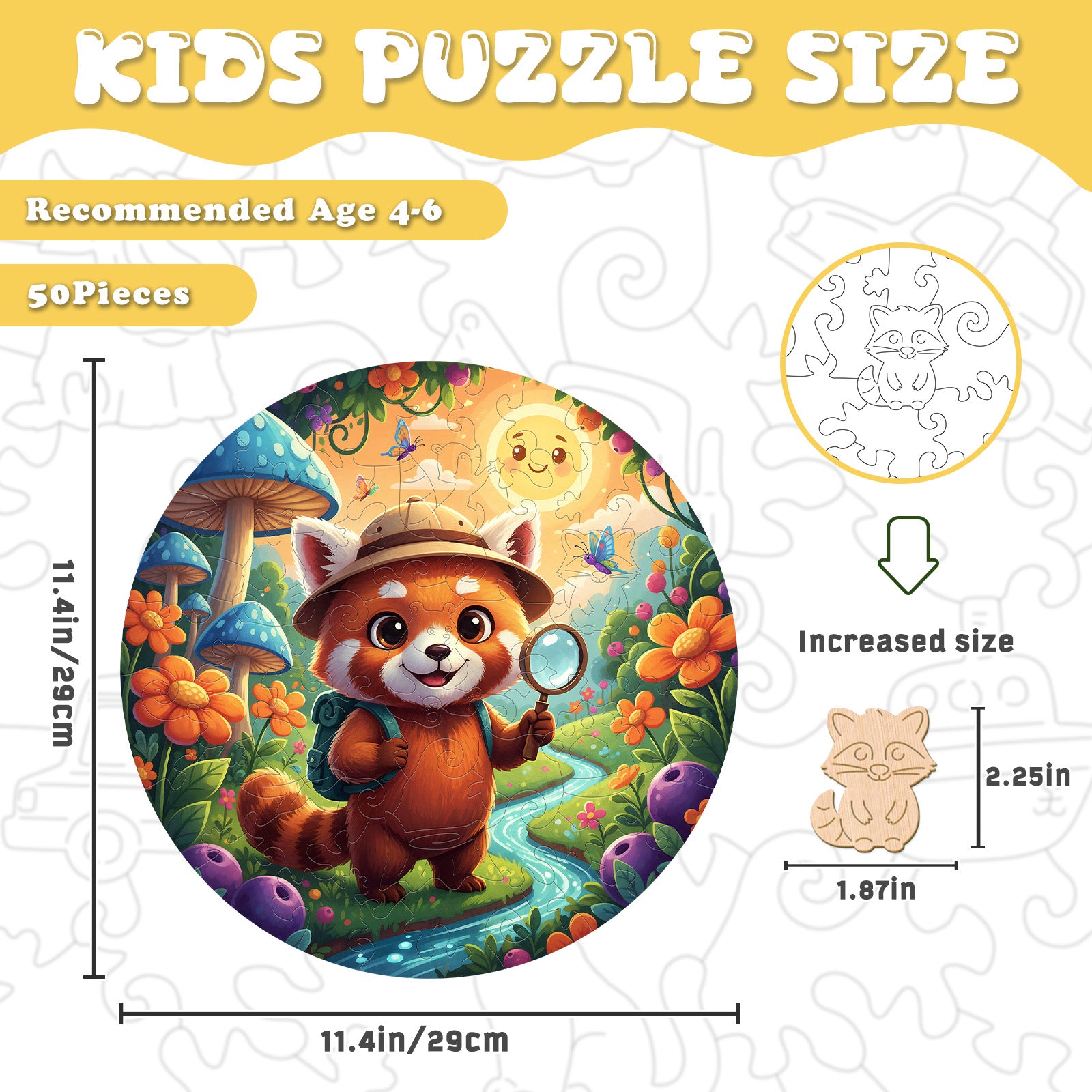 Forest Raccoon Nighttime Wooden Puzzle for Kids - Aeekdook