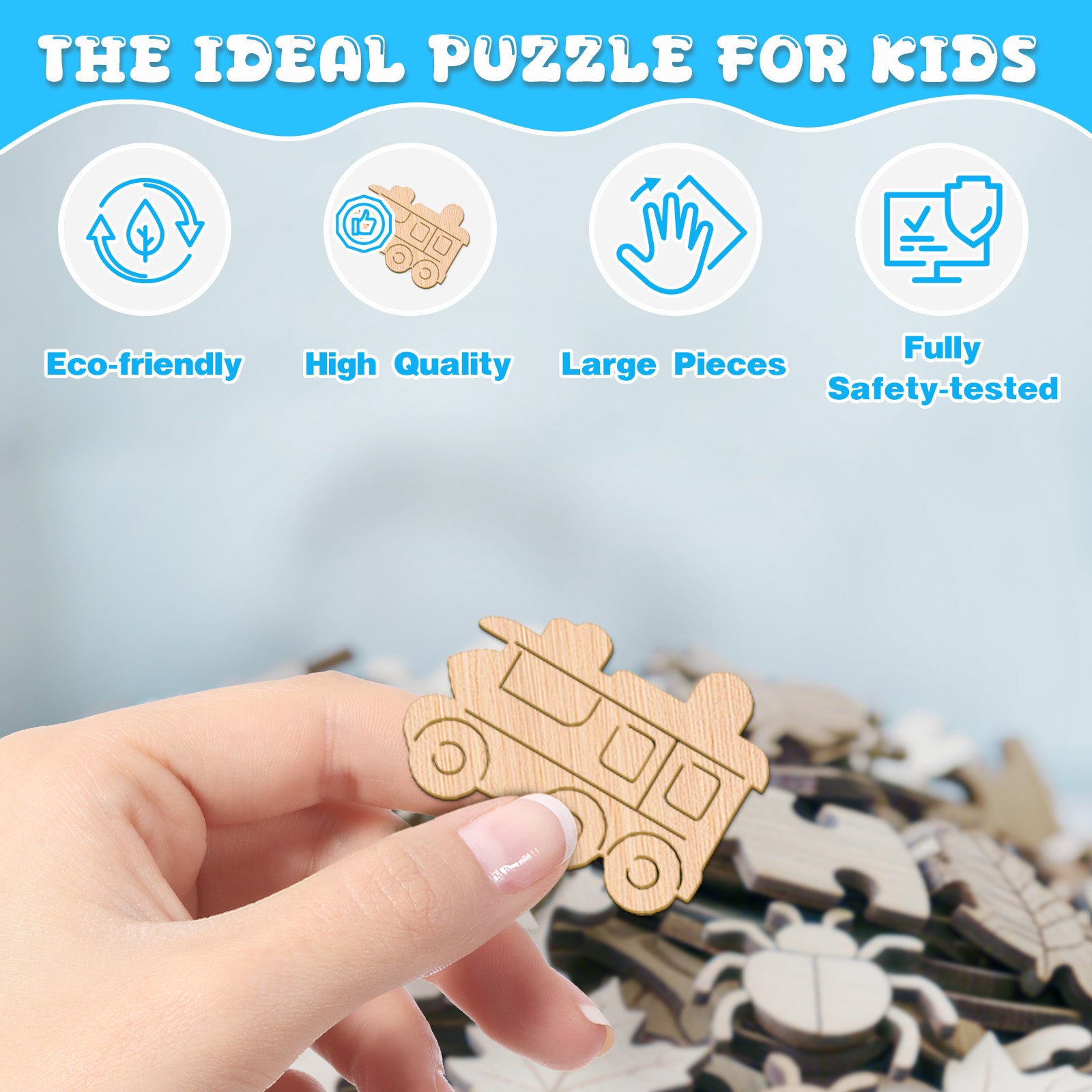 Double-sided Steam Train Wooden Puzzle for Kids