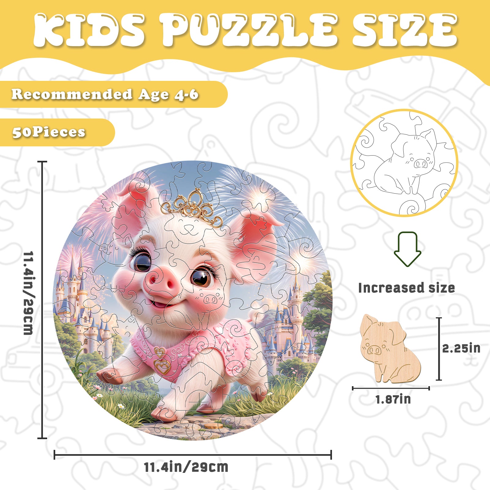 Fairy Pig Farmhouse Wooden Puzzle Fun Interactive Toy for Kids - Aeekdook