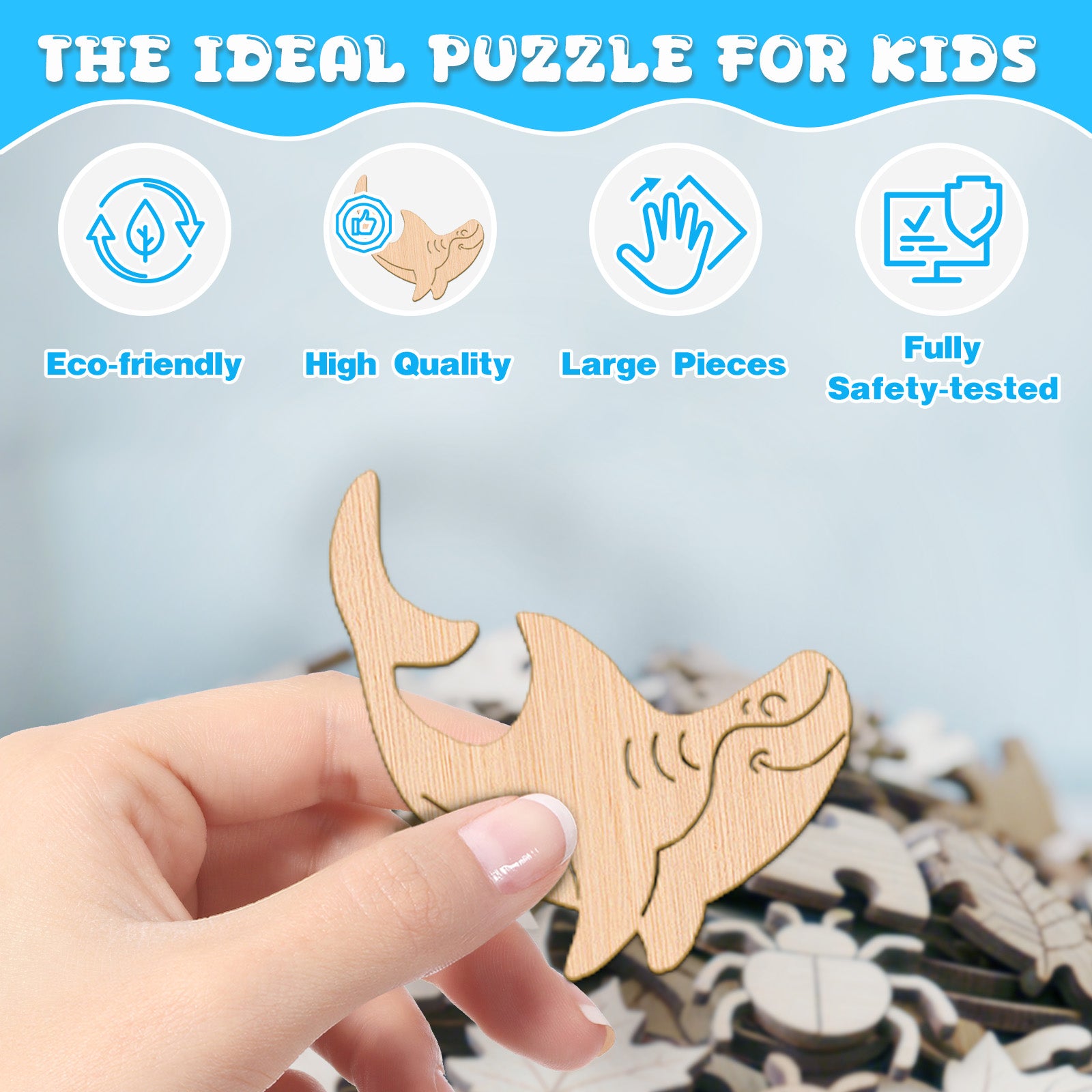 Double-sided Shark Wooden Puzzle for Children