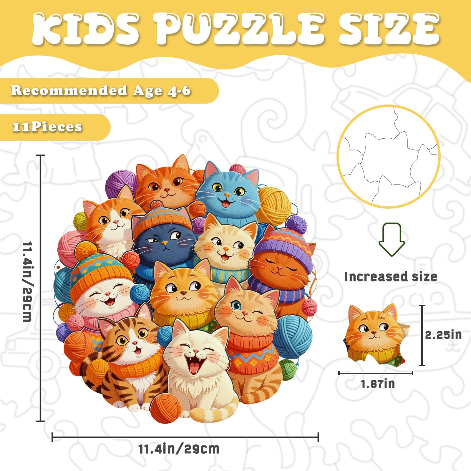 Cats Family Wood Jigsaw Puzzle for Kids - Aeekdook