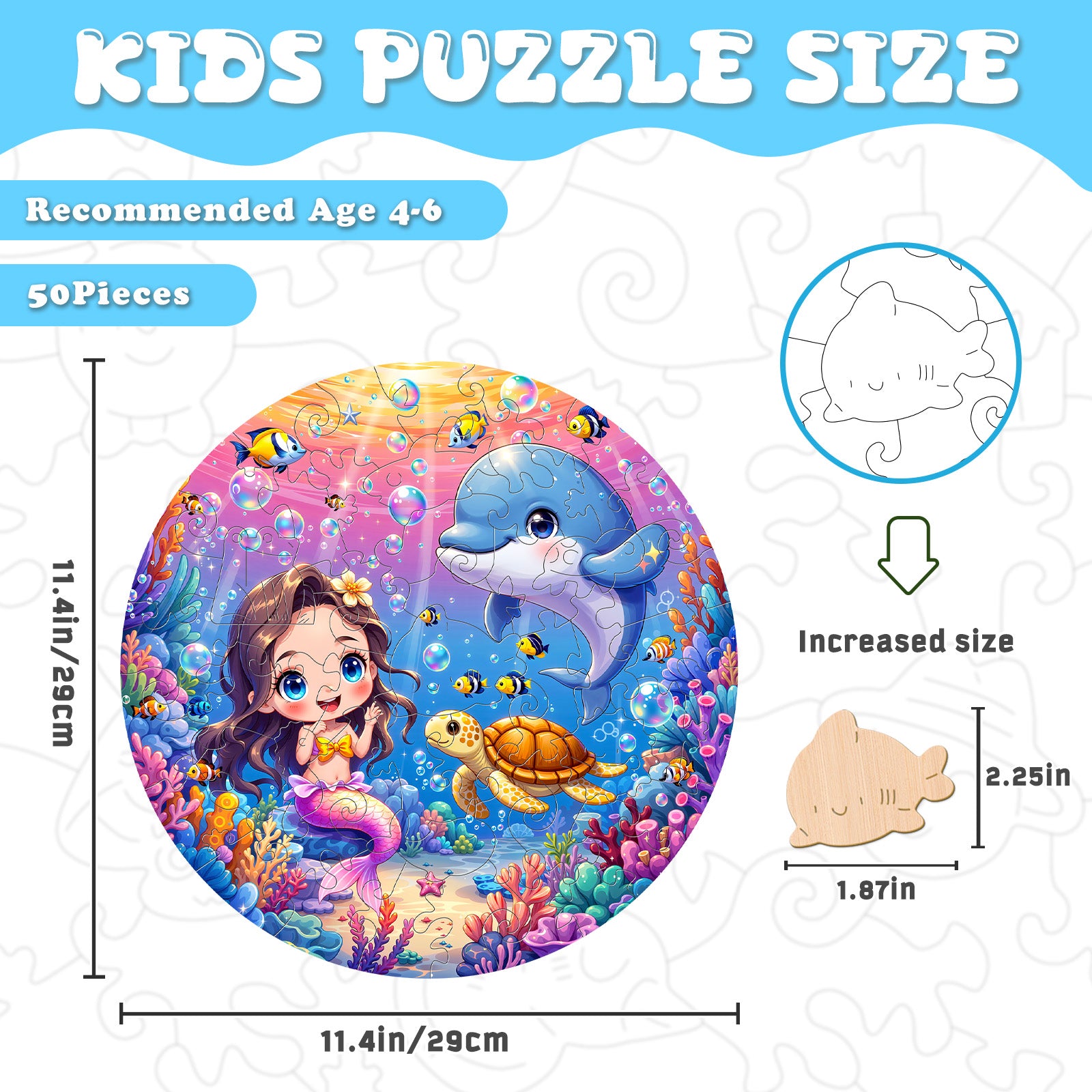 Fairy Ocean Mermaid Wooden Puzzle Enchanting Undersea Jigsaw - Aeekdook
