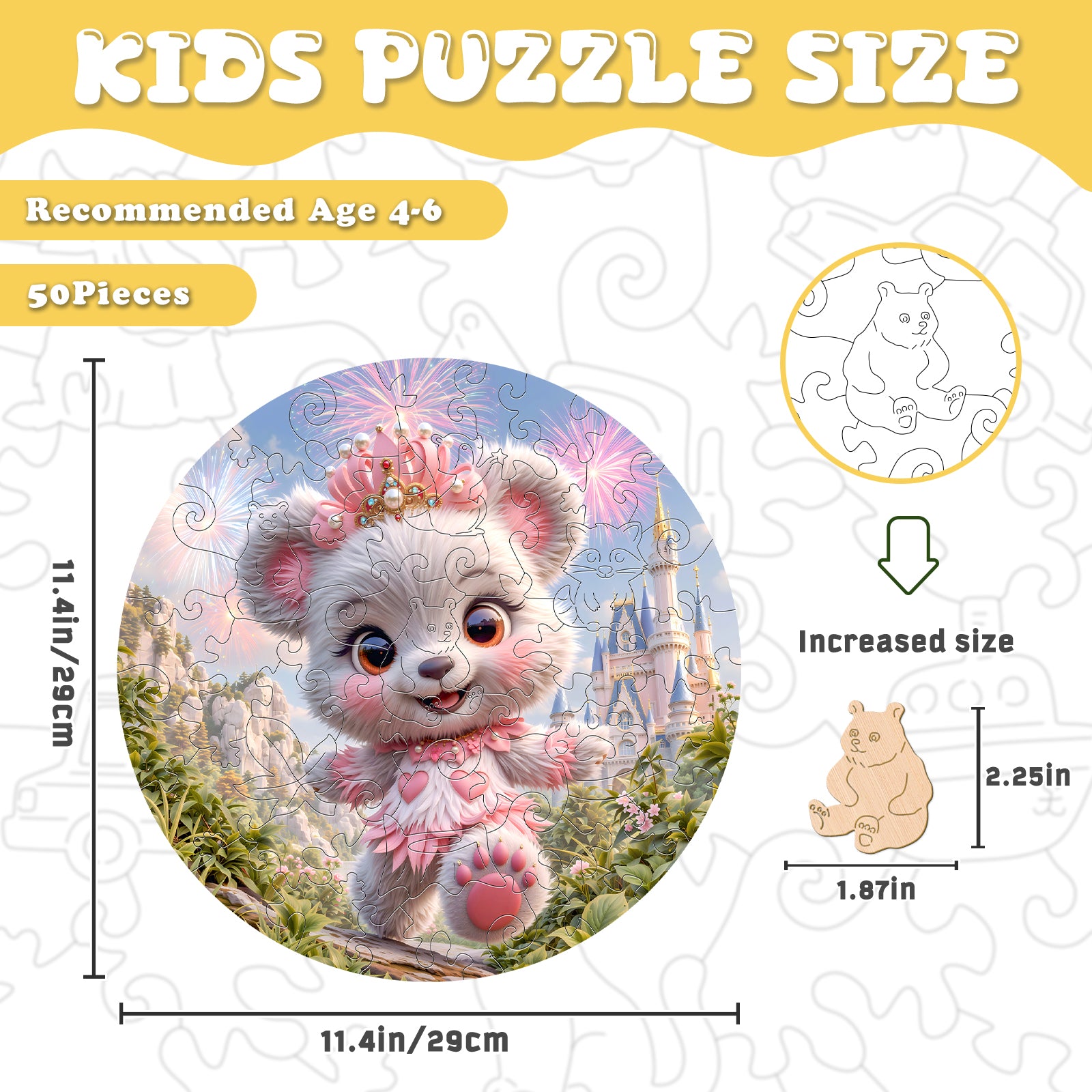 Fairy Bear Forest Wood Jigsaw Puzzle Early Development Gift - Aeekdook