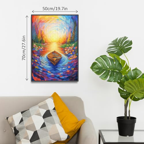 Stained Glass River 1000 Piece Wood Puzzle Art Decor - Aeekdook
