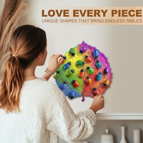 Colorful Ladybird Unique Shape Wood Puzzle Lucky Bug - Aeekdook