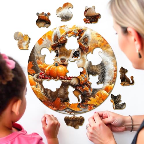 Squirrel's Harvest 50 Piece Kids Wood Puzzle - Aeekdook