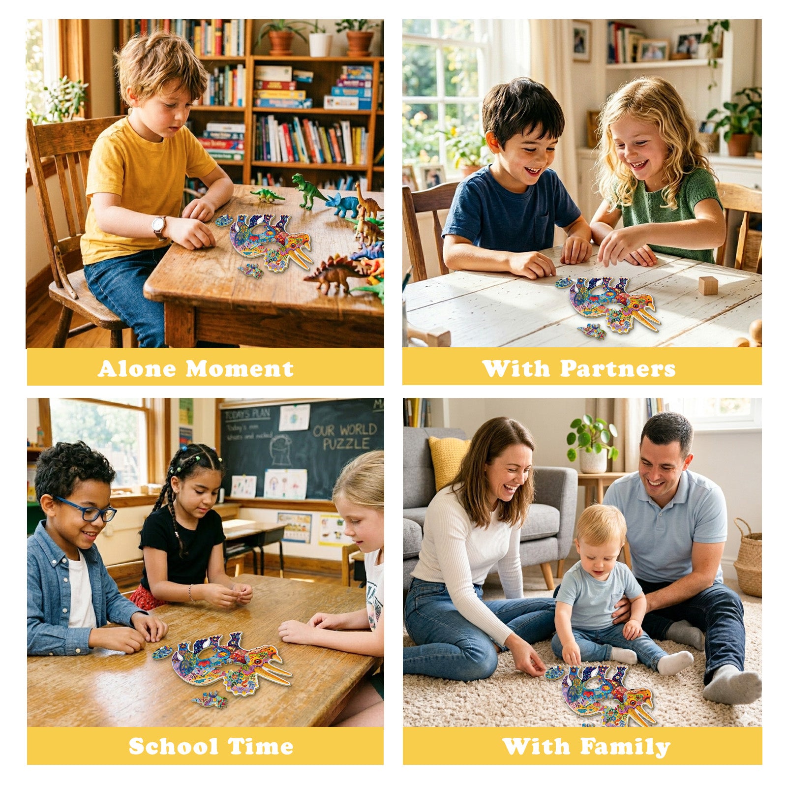 Colorful Triceratops 25 Piece Kids Wood Puzzle