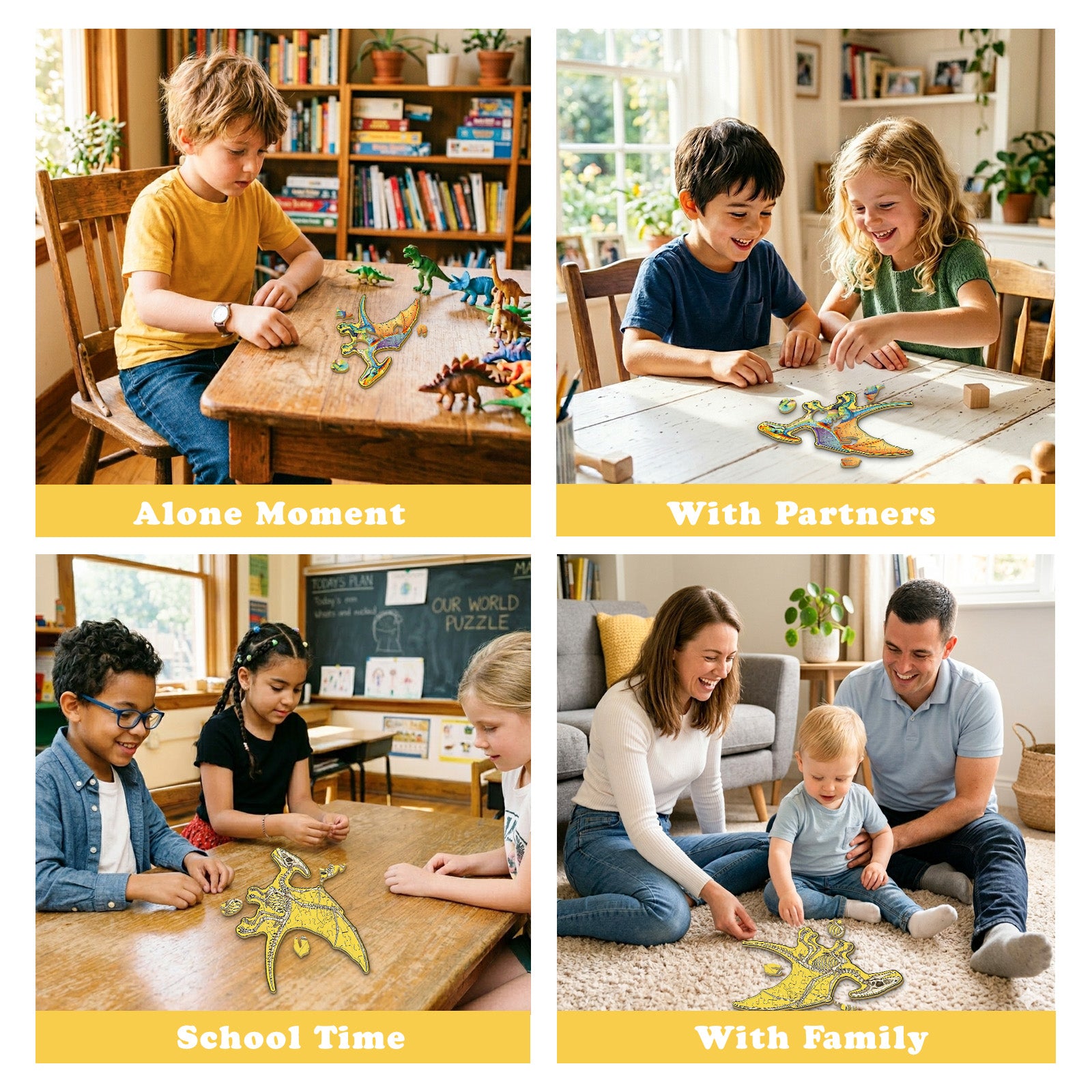 Double-sided Pterosaur Wooden Jigsaw Puzzle for Kids