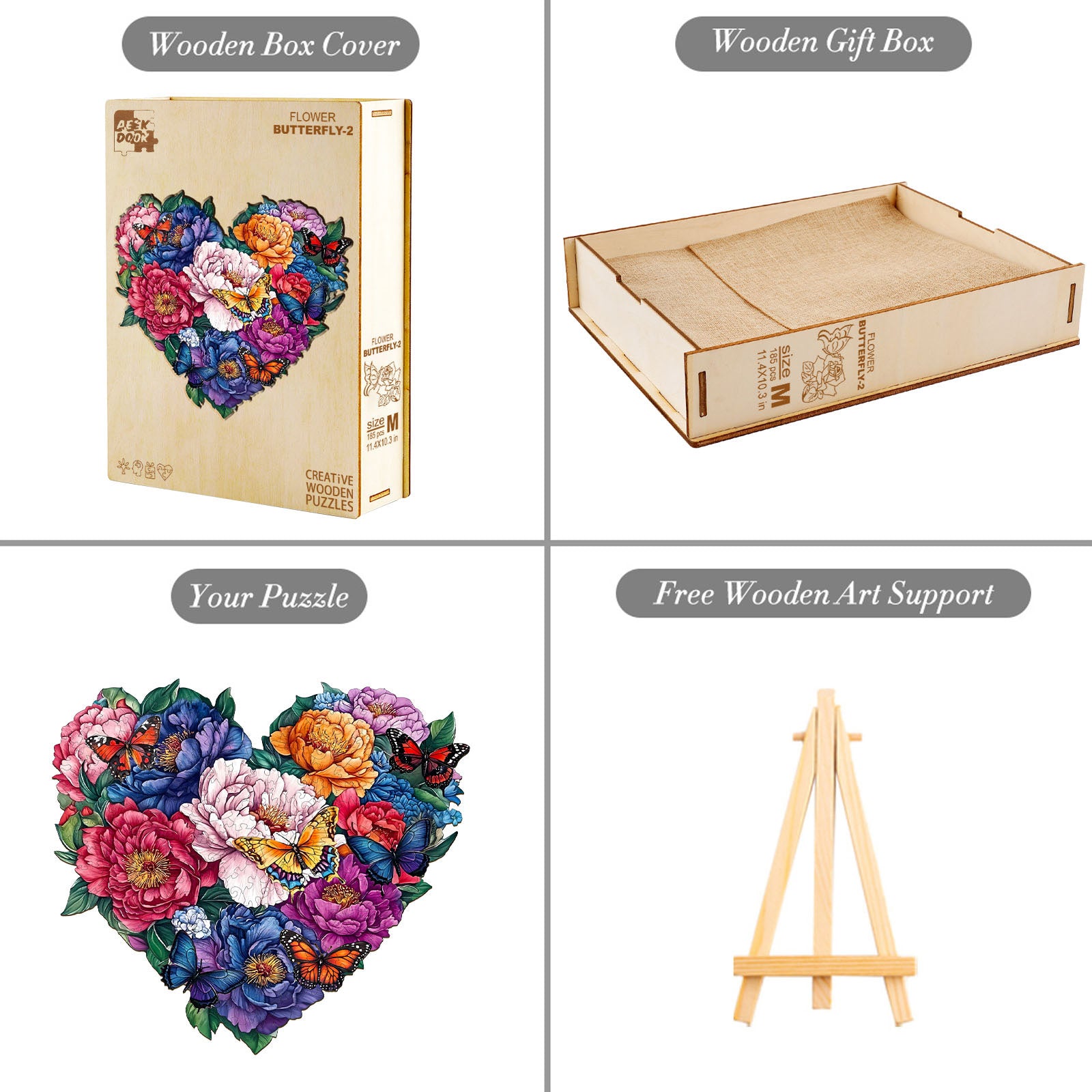 Flower Butterfly Wood Puzzle Garden Nature Art - Aeekdook