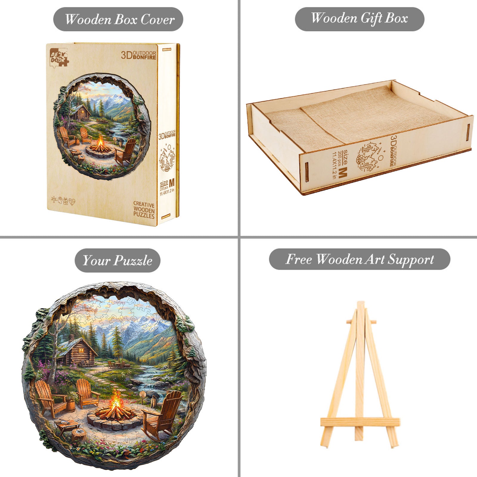 Outdoor Bonfire Wood Puzzle Camping & Nature Art - Aeekdook
