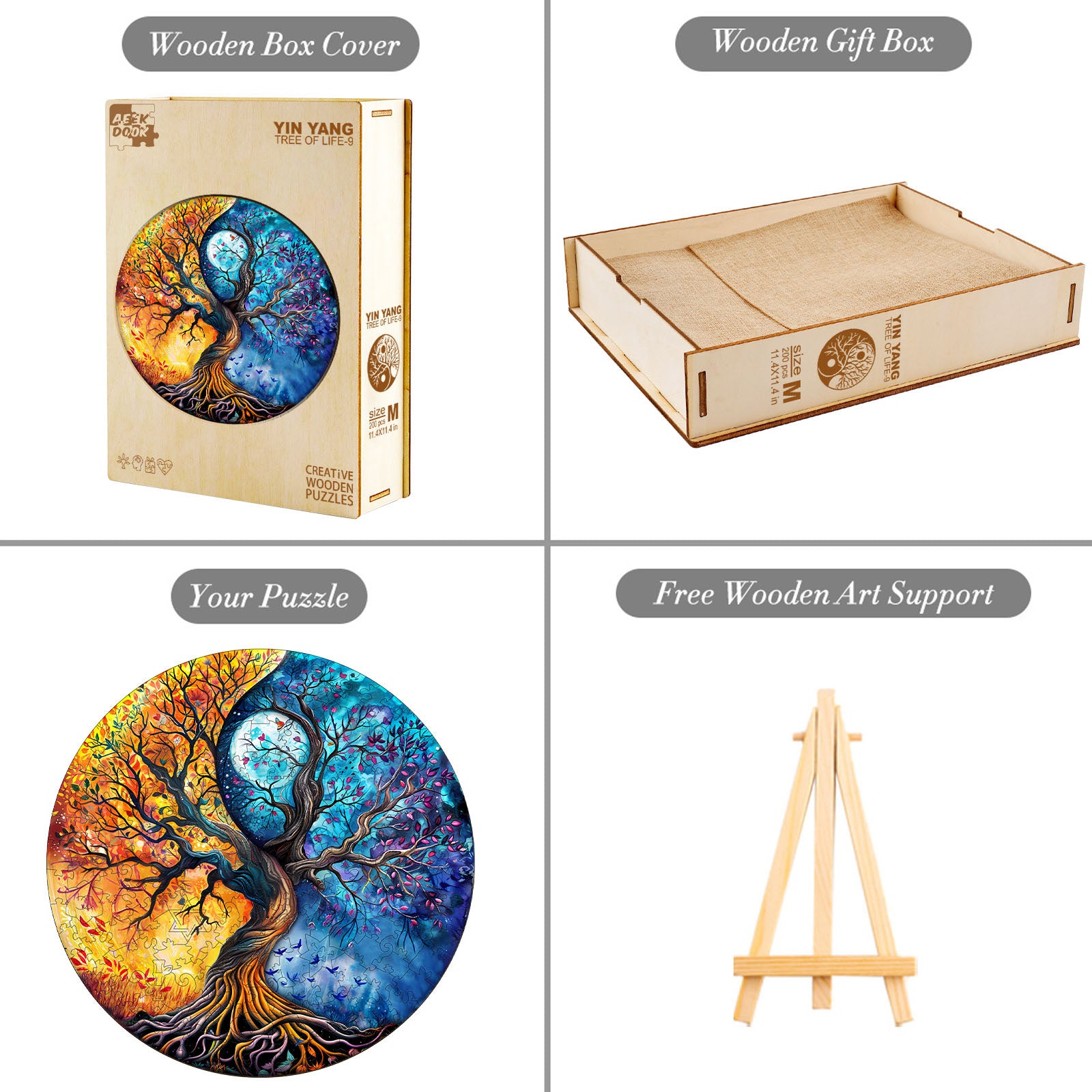 Yin Yang Tree of Life Wood Puzzle Zen Harmony Art - Aeekdook