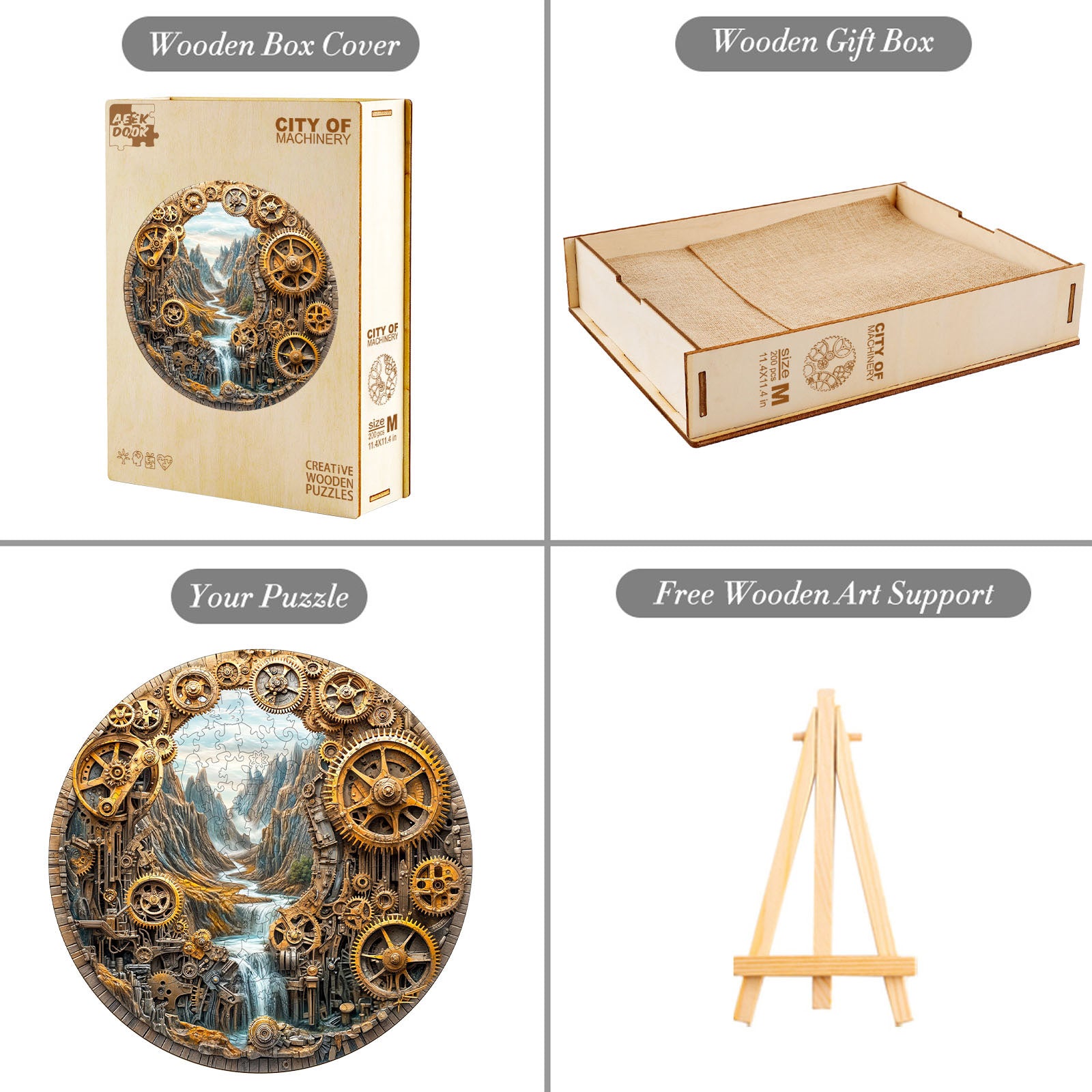 City of Machinery Wood Puzzle Steampunk Industrial - Aeekdook