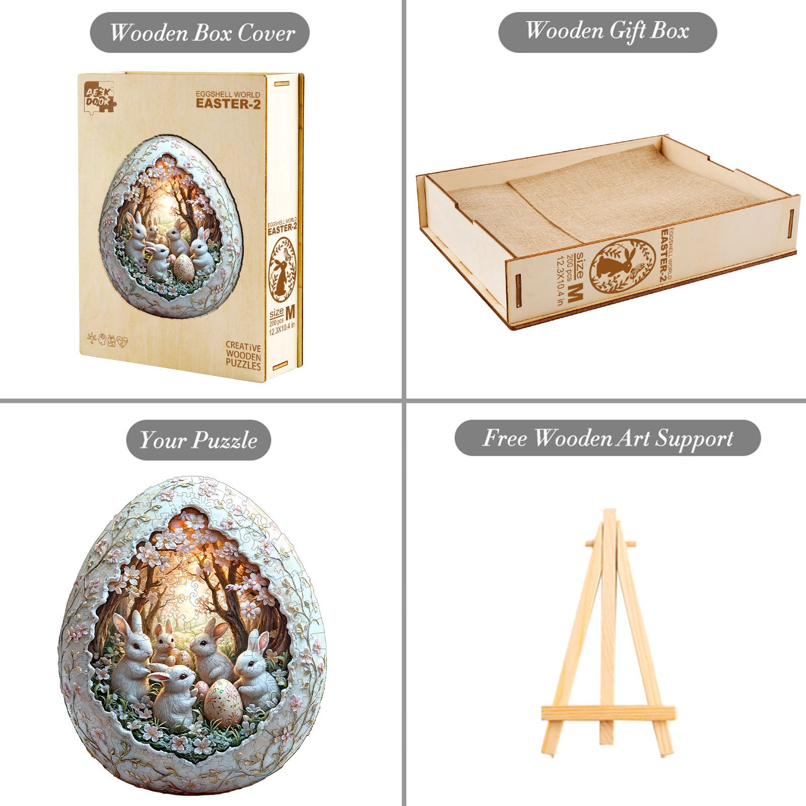 Eggshell World Wood Puzzle Surreal Miniature Art - Aeekdook