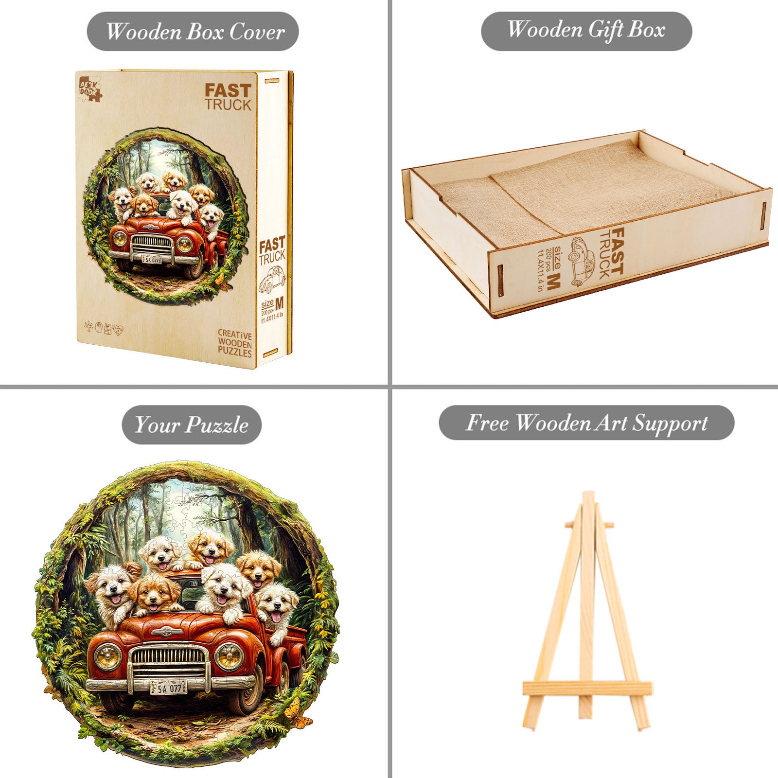 Fast Truck Wood Puzzle Vehicle Brain Teaser for Boys - Aeekdook