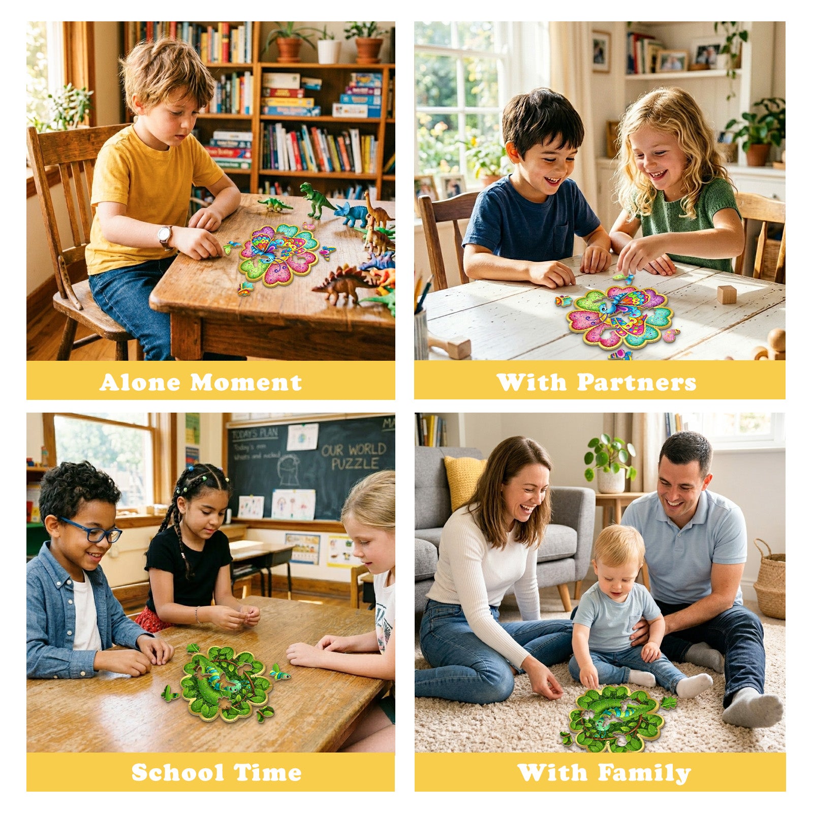 Butterfly and Caterpillar Wood Puzzle Toy for Kids