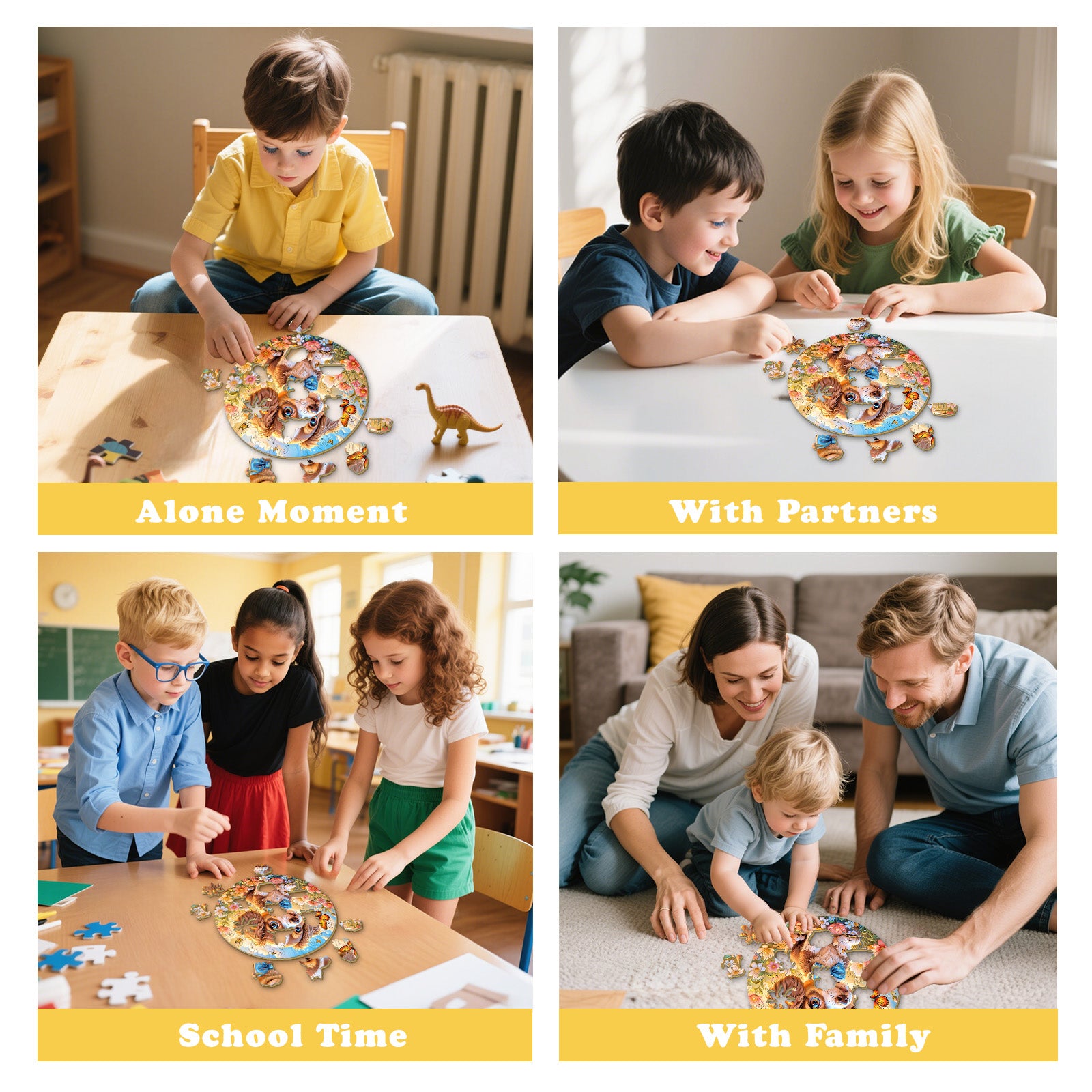Lovely Dog Puppy Wood Puzzle Toy for Kids - Aeekdook