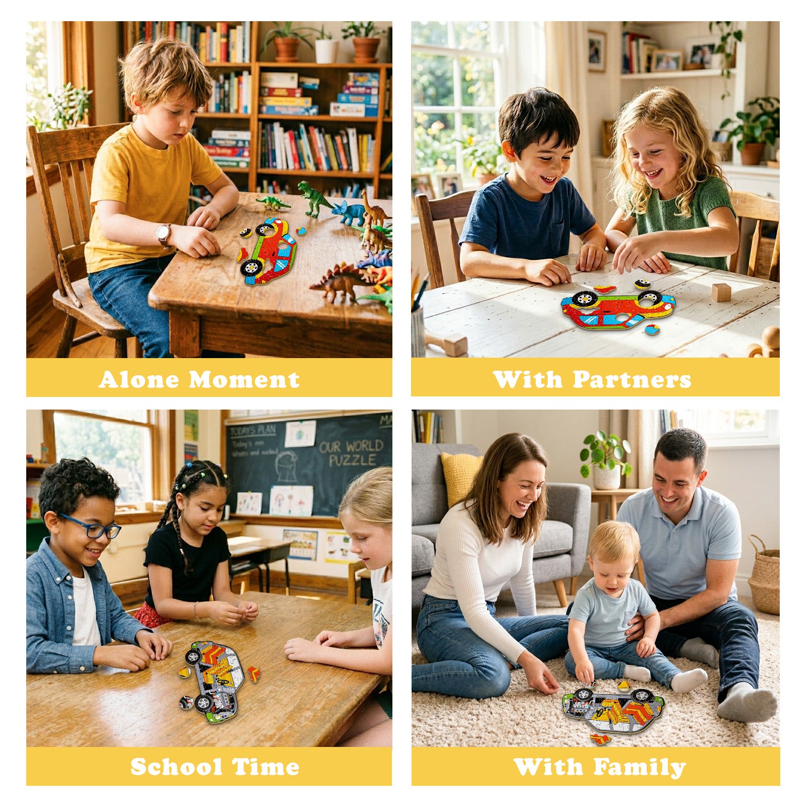 Double-sided Car Wooden Puzzles for Kids Ages 4-6