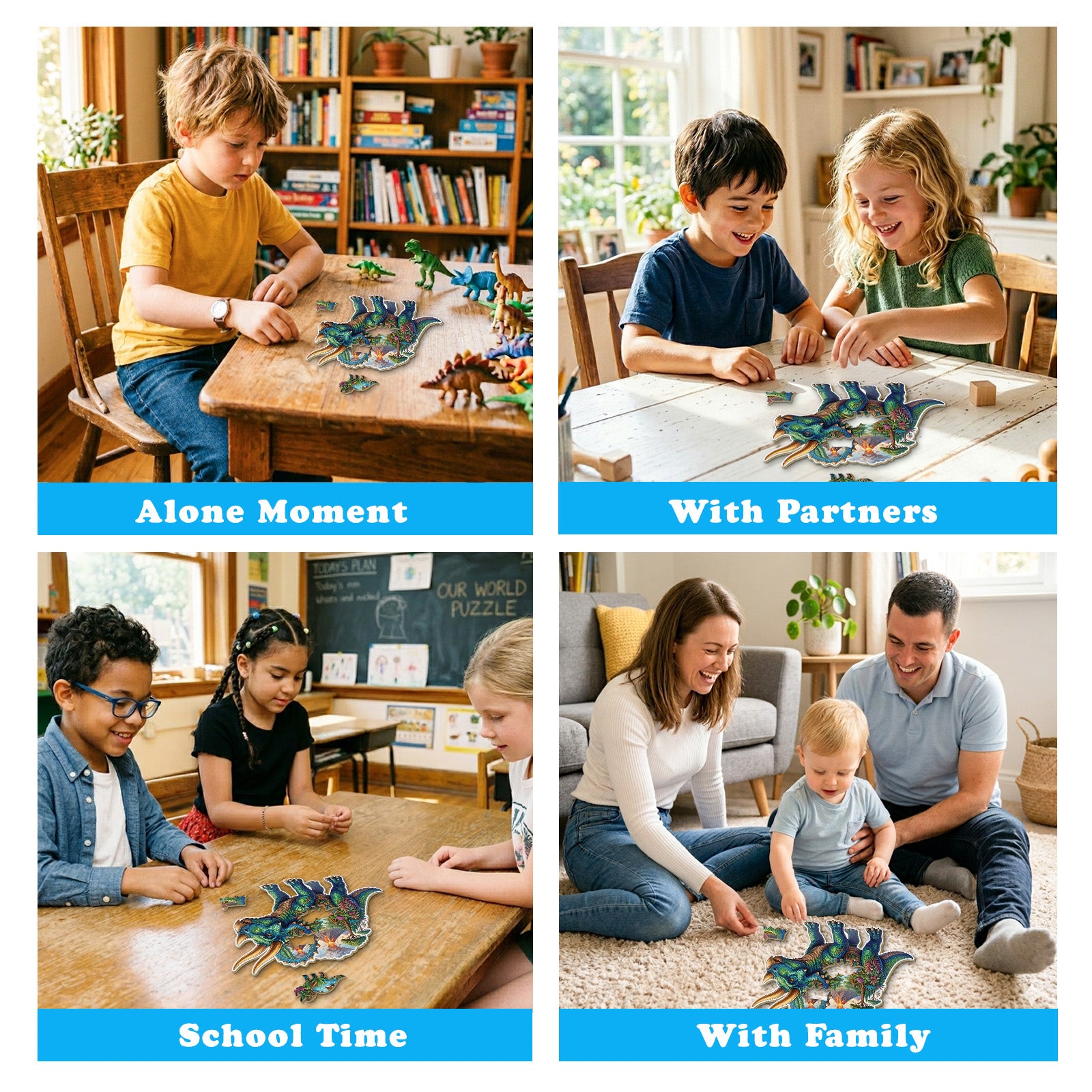 Fantasy Triceratops 28 Piece Kids Wood Puzzle