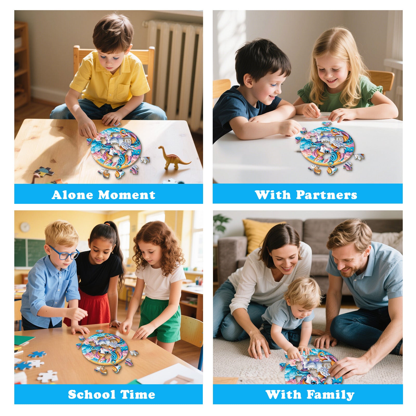Celestial Unicorn Galaxy Wooden Puzzle for Kids - Aeekdook