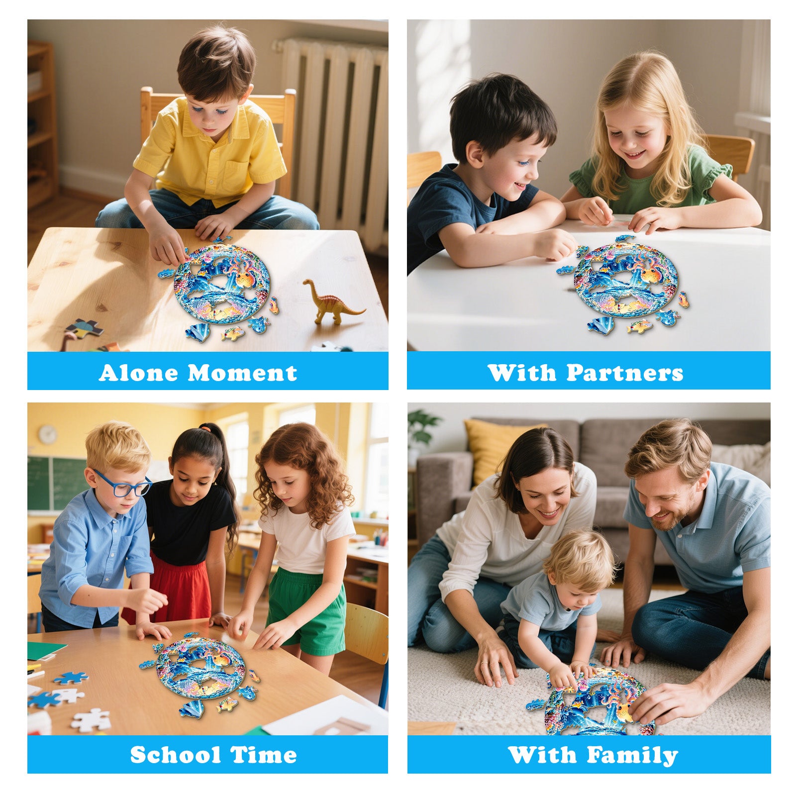 Sea Animals Wooden Jigsaw Puzzle for Kids - Aeekdook