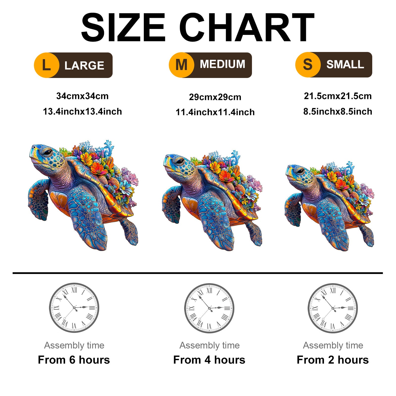 Coraland Turtle Unique Shape Wood Puzzle Ocean Art - Aeekdook