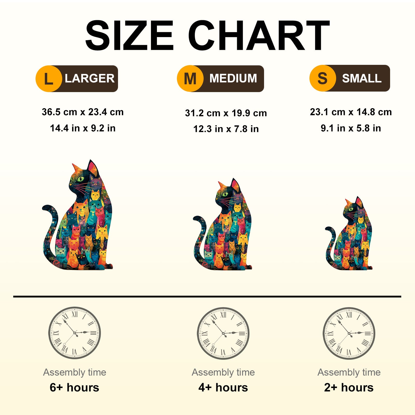 Colorful Patchwork Cat Wooden Jigsaw Puzzles for Adults - Aeekdook